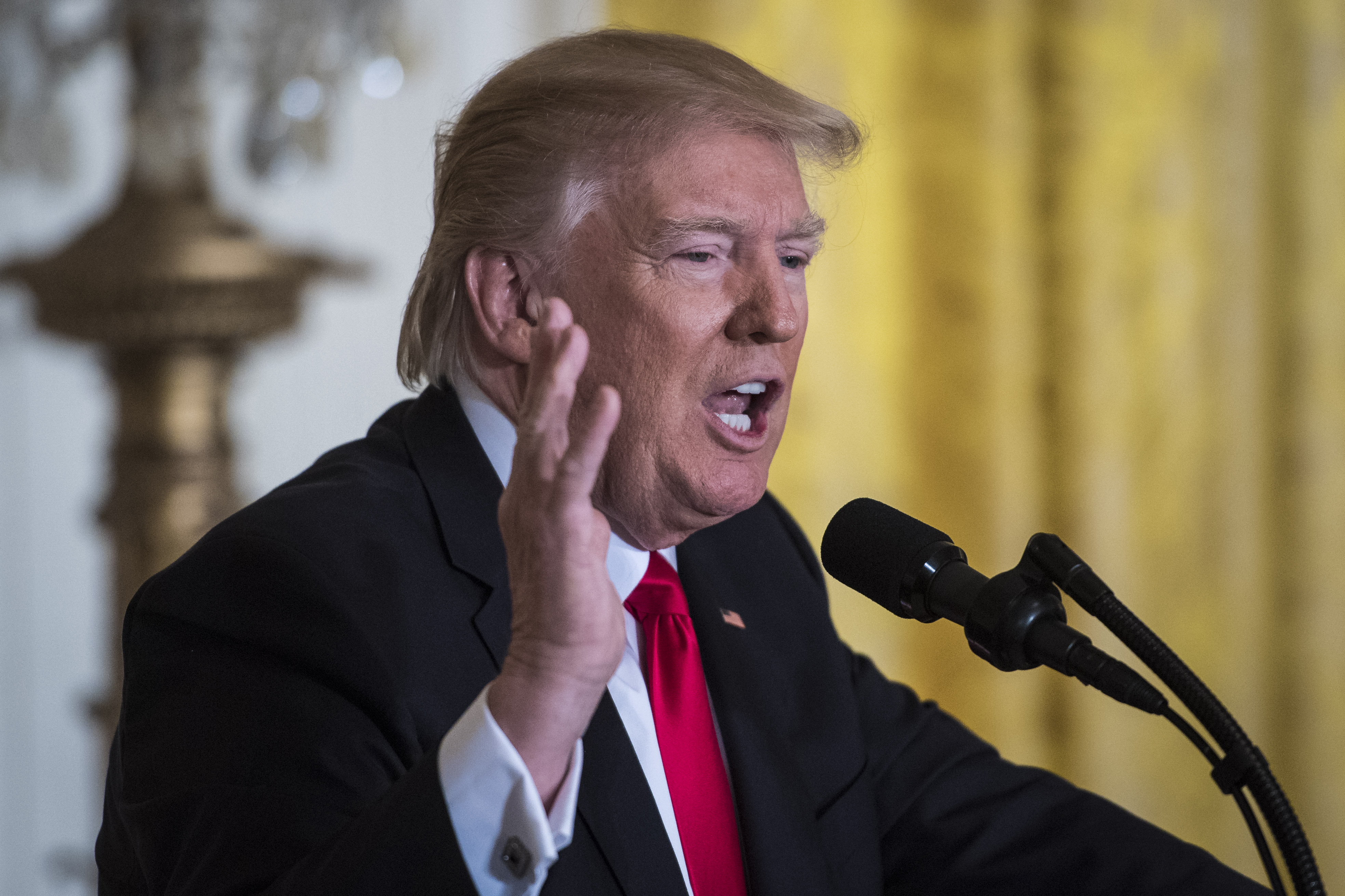 President Donald Trump speaks during a press conference in the East Room of the White House in Washington, DC on Thursday, Feb. 16, 2017.