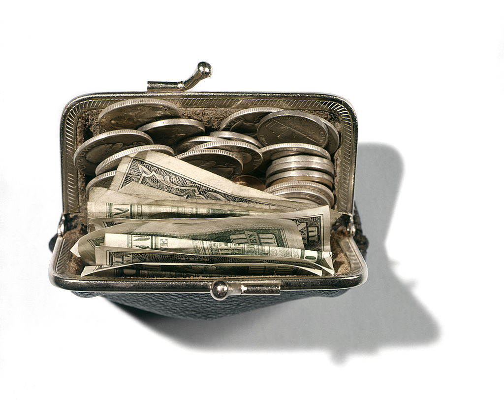 Change Purse With Bills And Coins.