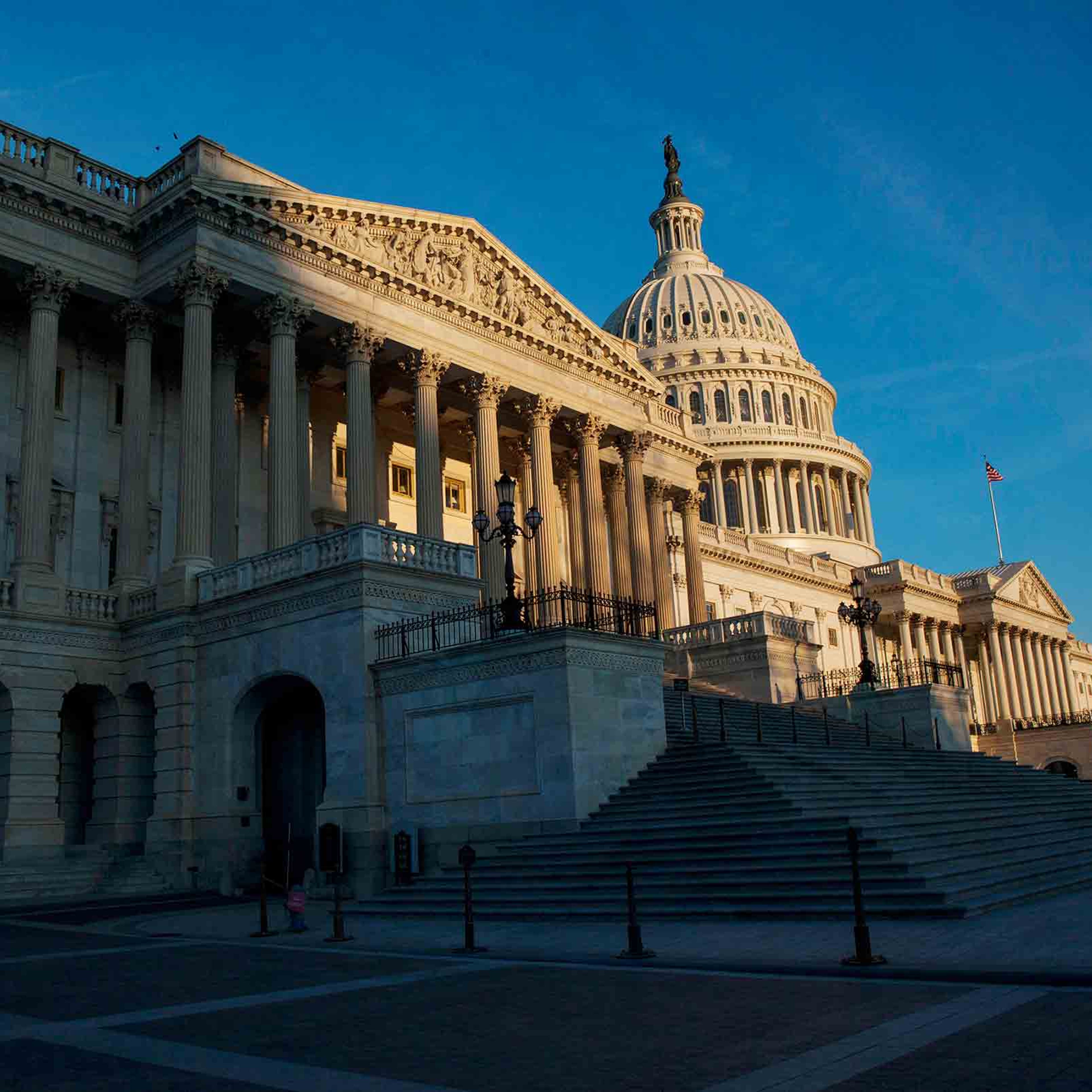 The sun rises near The United States Capitol Building on March 20 in Washington, D.C. The Senate will hold a confirmation hearing for Supreme Court Nominee Neil Gorsuch and FBI Director James Comey will testify before the House Permanent Select Committee