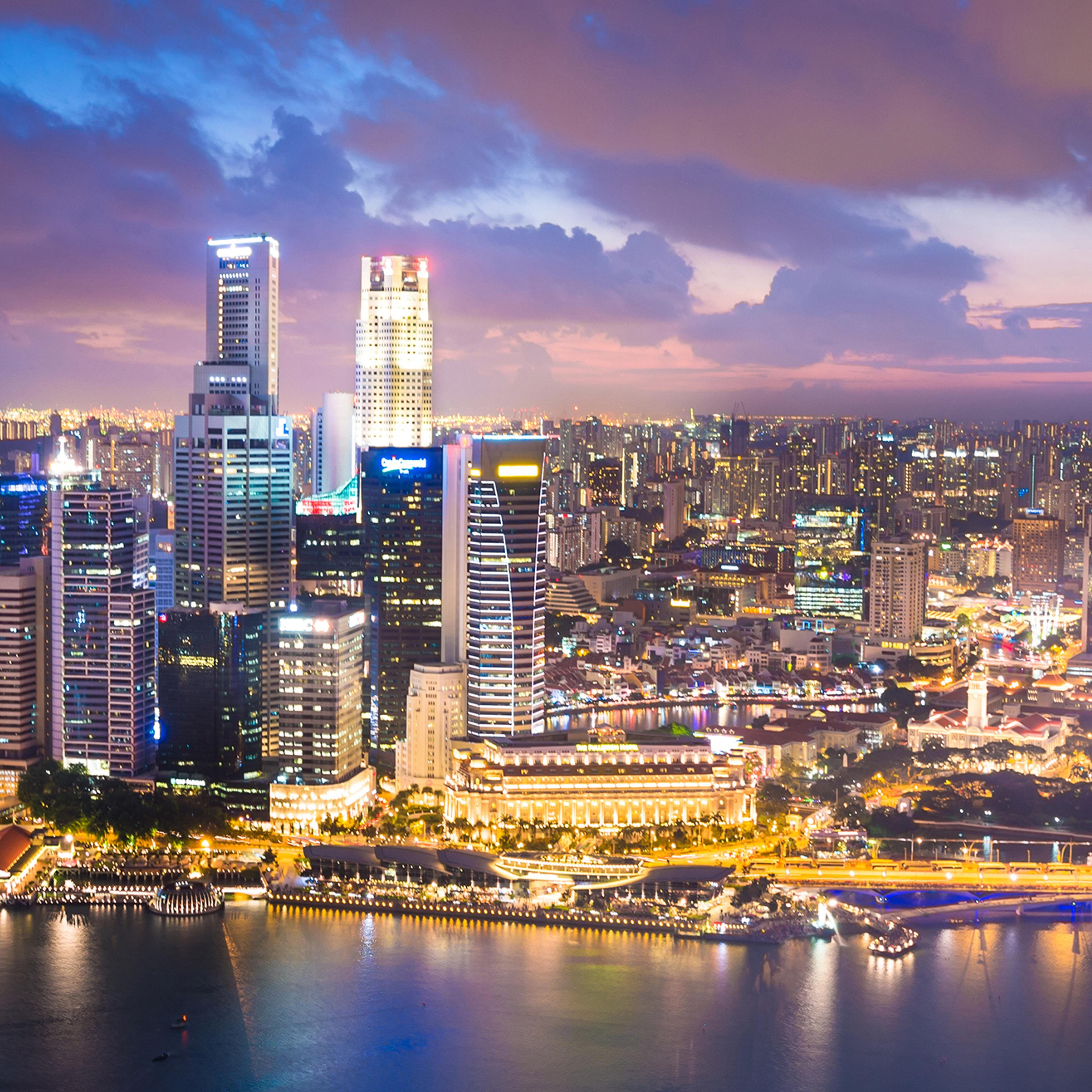 Panoramic View of Singapore at Dusk