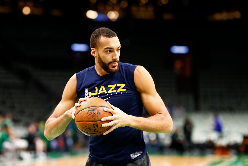 Rudy Gobert of the Utah Jazz playing against the Boston Celtics on March 6, 2020