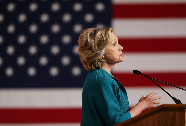 Democratic Presidential hopeful and former Secretary of State Hillary Clinton calls for an end to the Cuban trade embargo as she gives a policy speech at the Florida International University on July 31, 2015 in Miami, Florida.