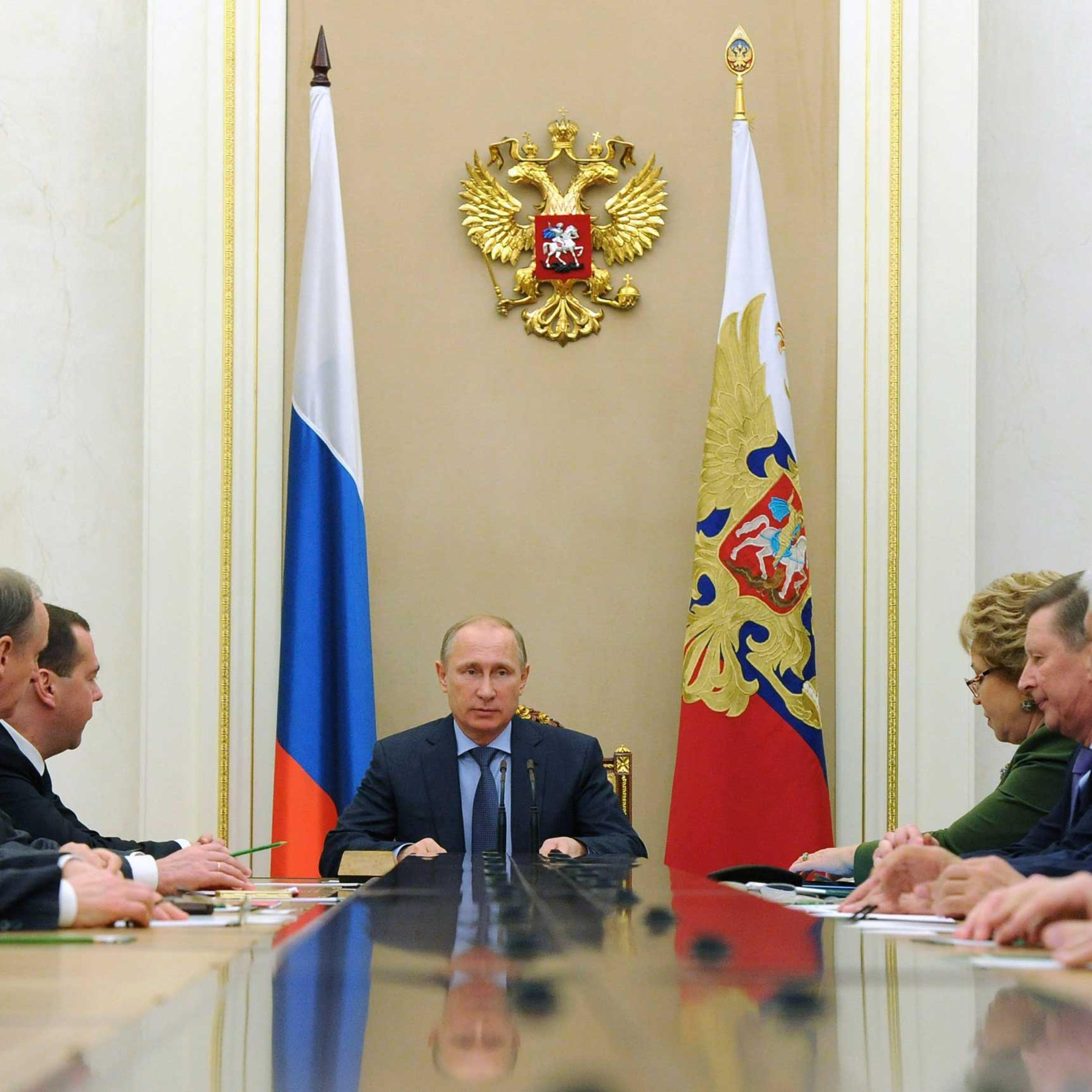 Russia's President Putin chairs a meeting with permanent members of the Security Council at the Kremlin in Moscow