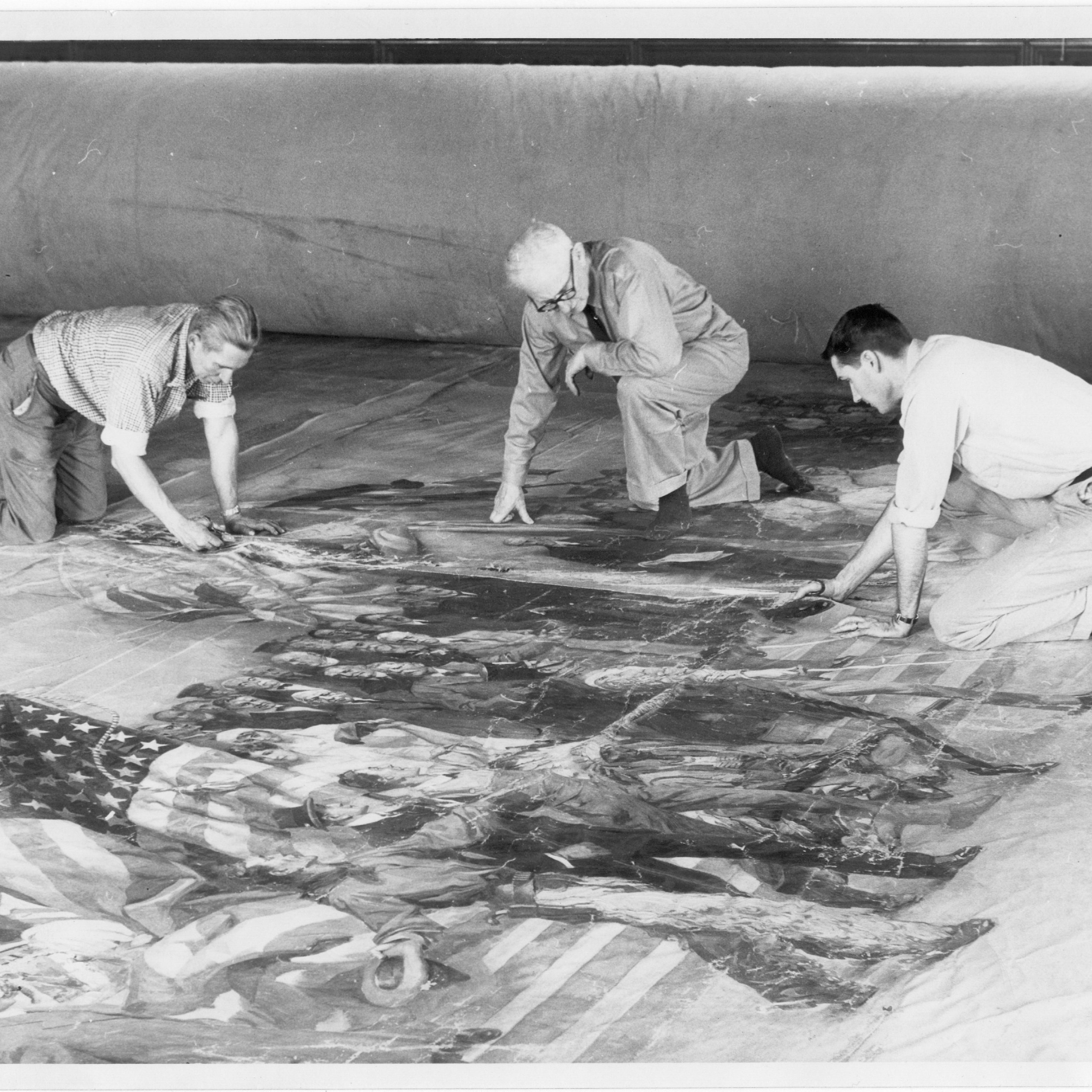 MacMorris' team at work on recreating the painting