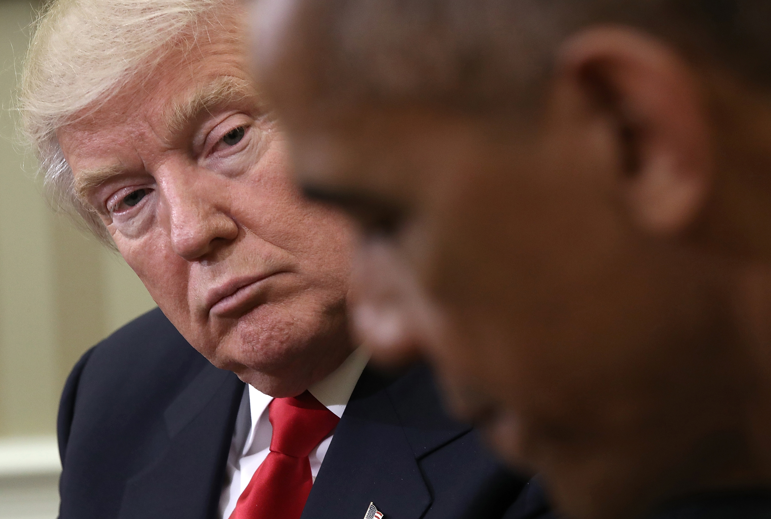 President Barack Obama speaks while meeting with President-elect Donald Trump following a meeting in the Oval Office on Nov. 10, 2016.