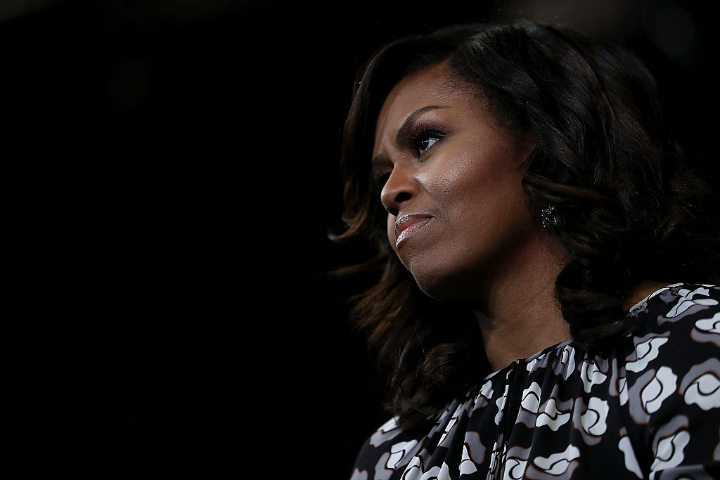 First Lady Michelle Obama looks on during a campaign rally for Hillary Clinton on Oct. 27, 2016 in Winston-Salem, North Carolina.