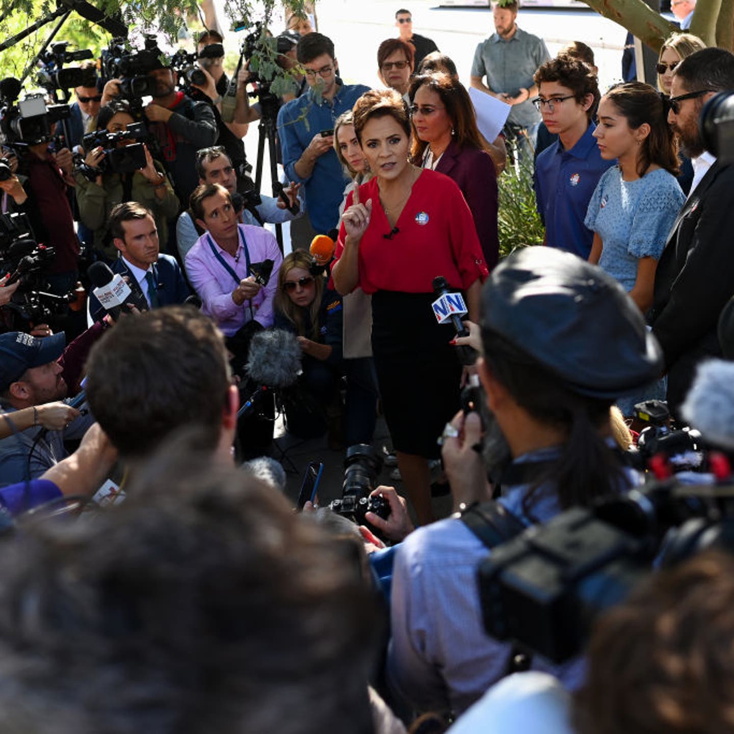 Kari Lake Arrives At A Polling Station In Phoenix, Arizona