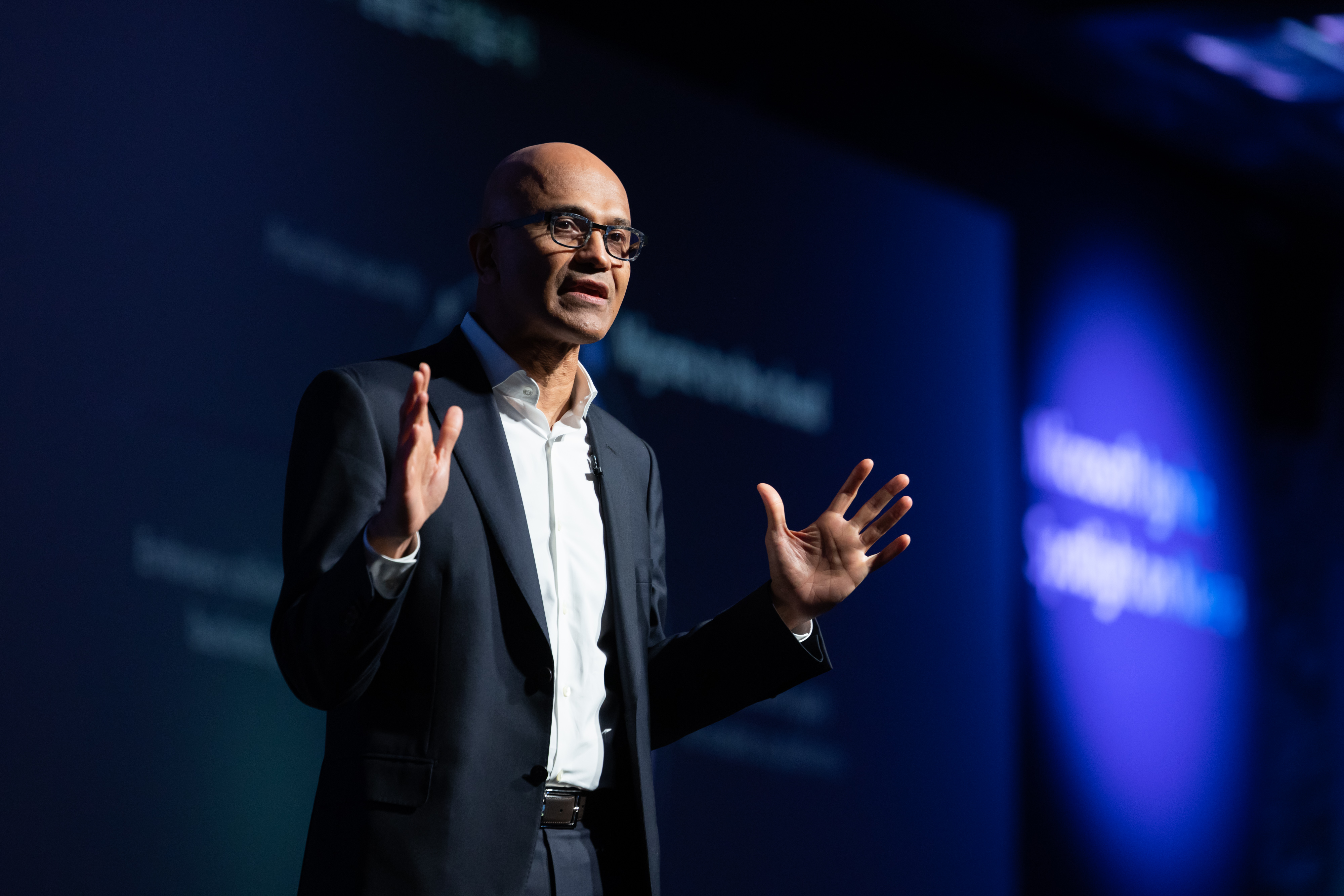 Microsoft Corp. Chief Executive Officer Satya Nadella Delivers A Keynote Speech