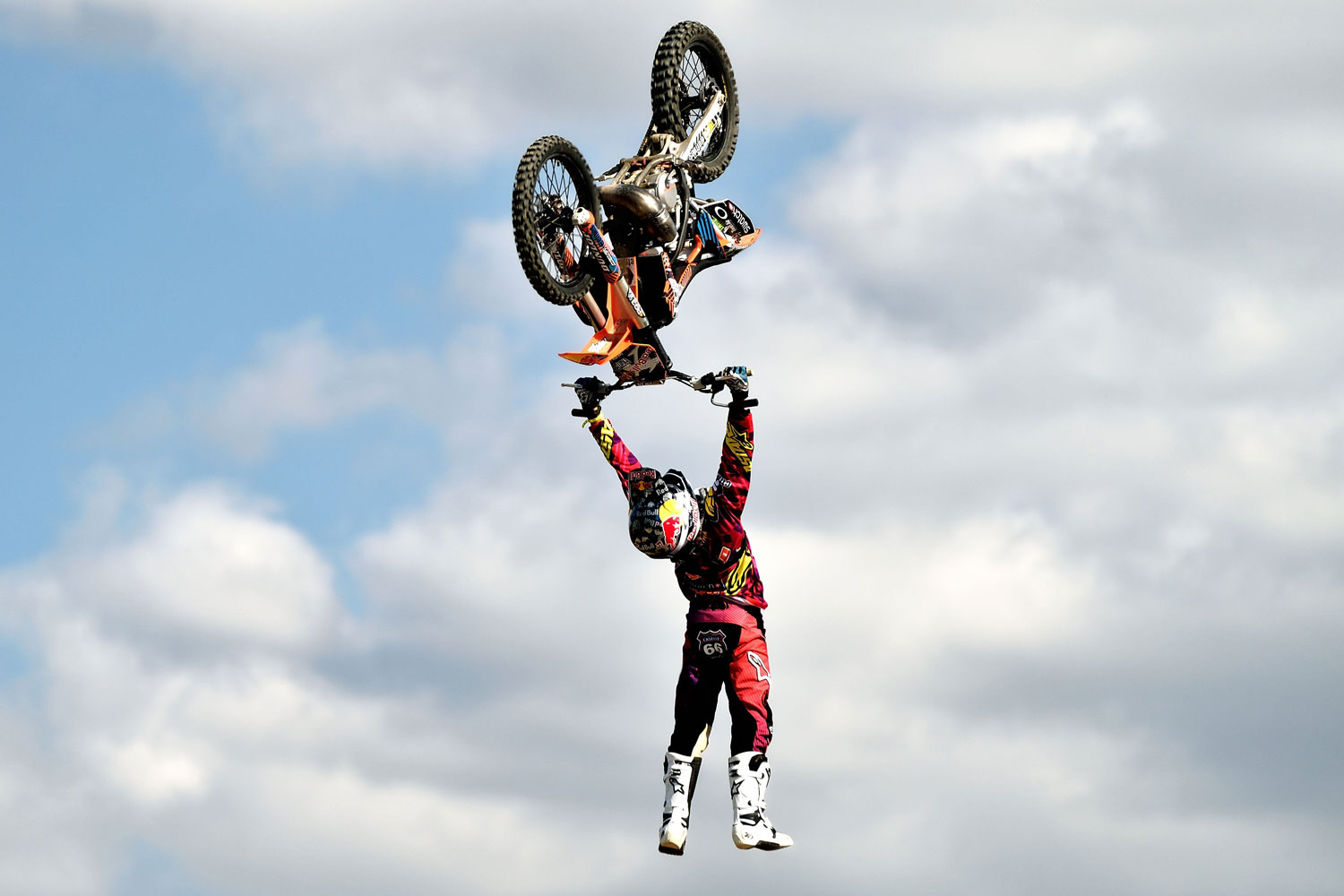 A Red Bull X-Fighter rider during training for the Red Bull X-Fighters World Tour on May 23, 2014 in Osaka, Japan.