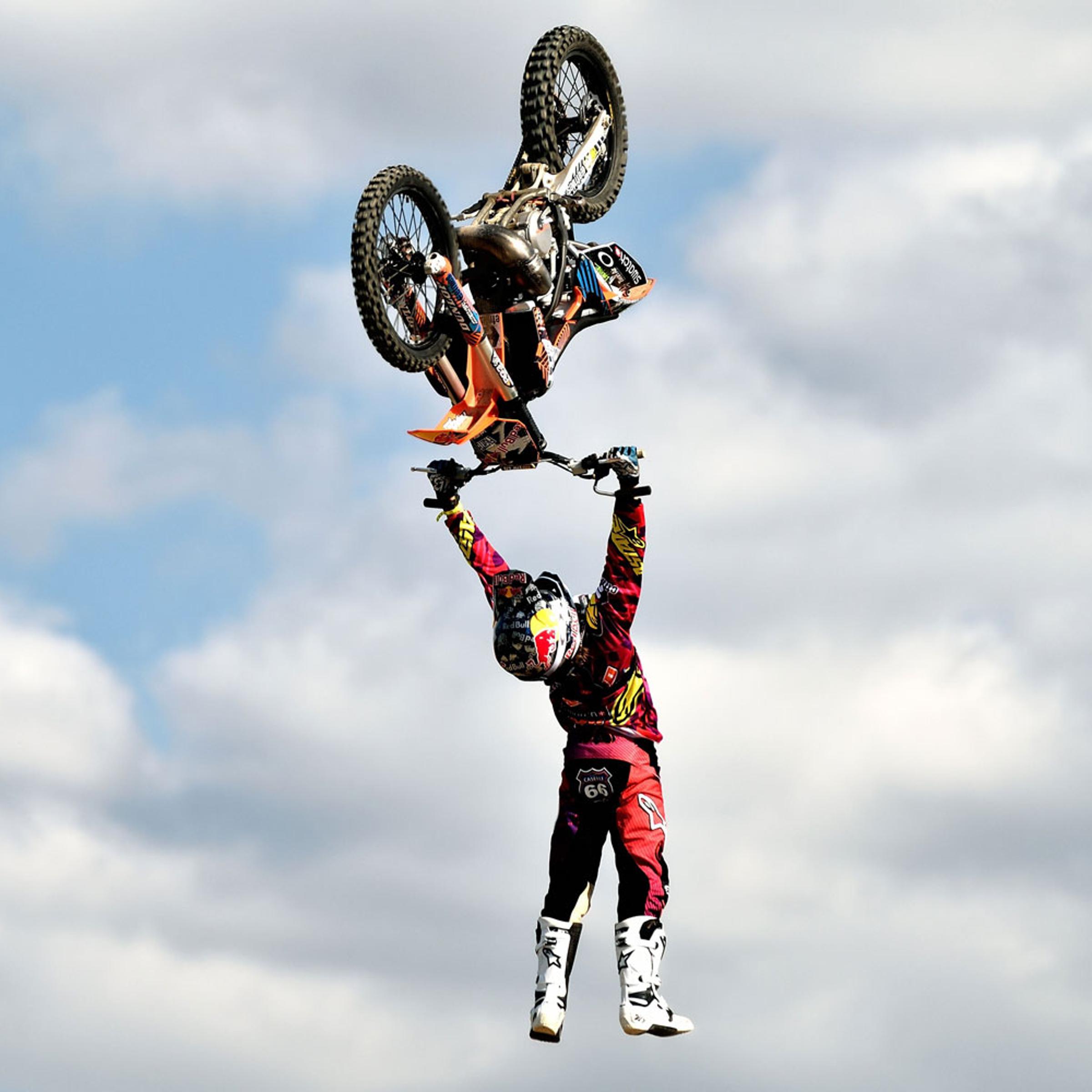 A Red Bull X-Fighter rider during training for the Red Bull X-Fighters World Tour on May 23, 2014 in Osaka, Japan.