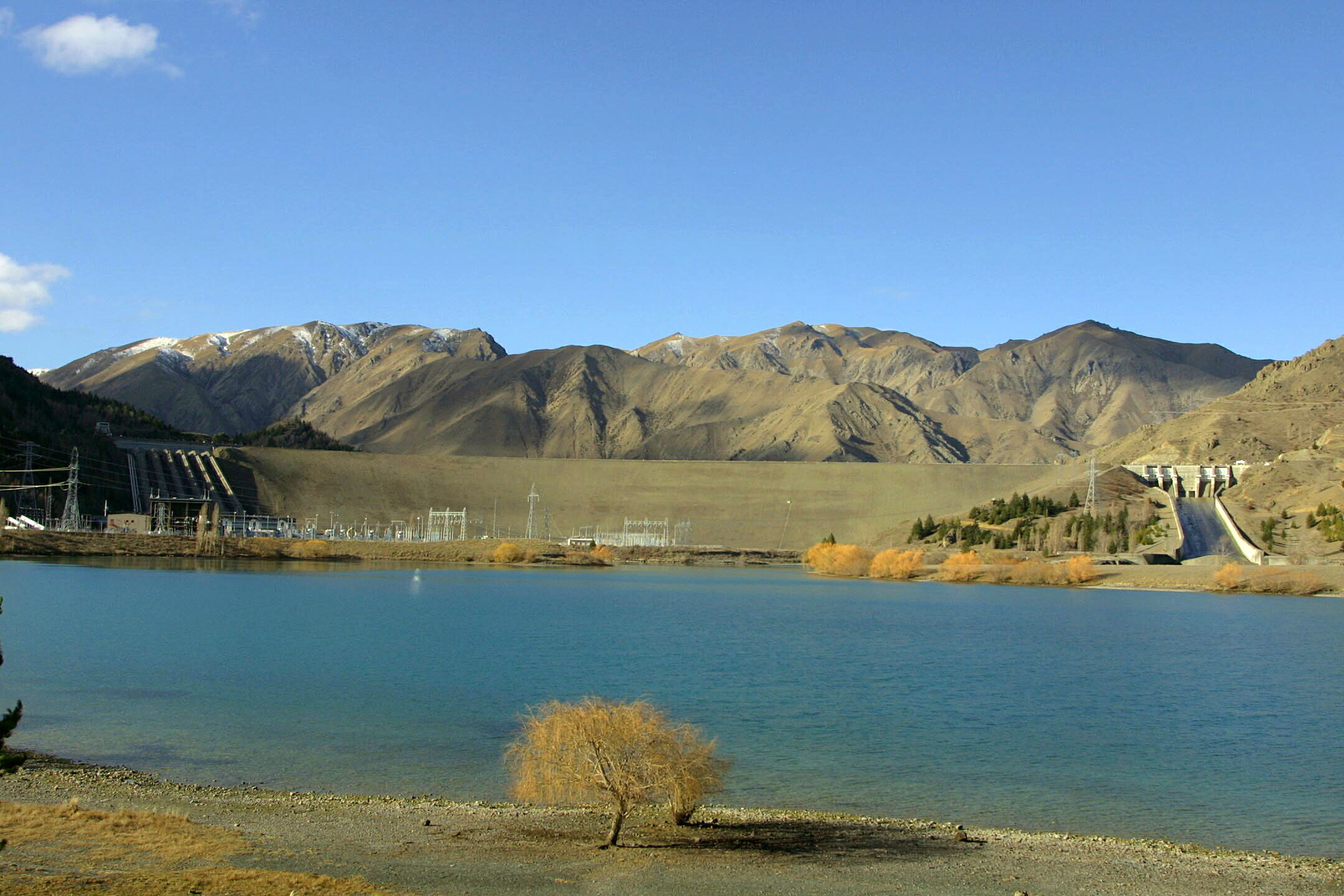 The lake at the Benmore dam and Power Station in t