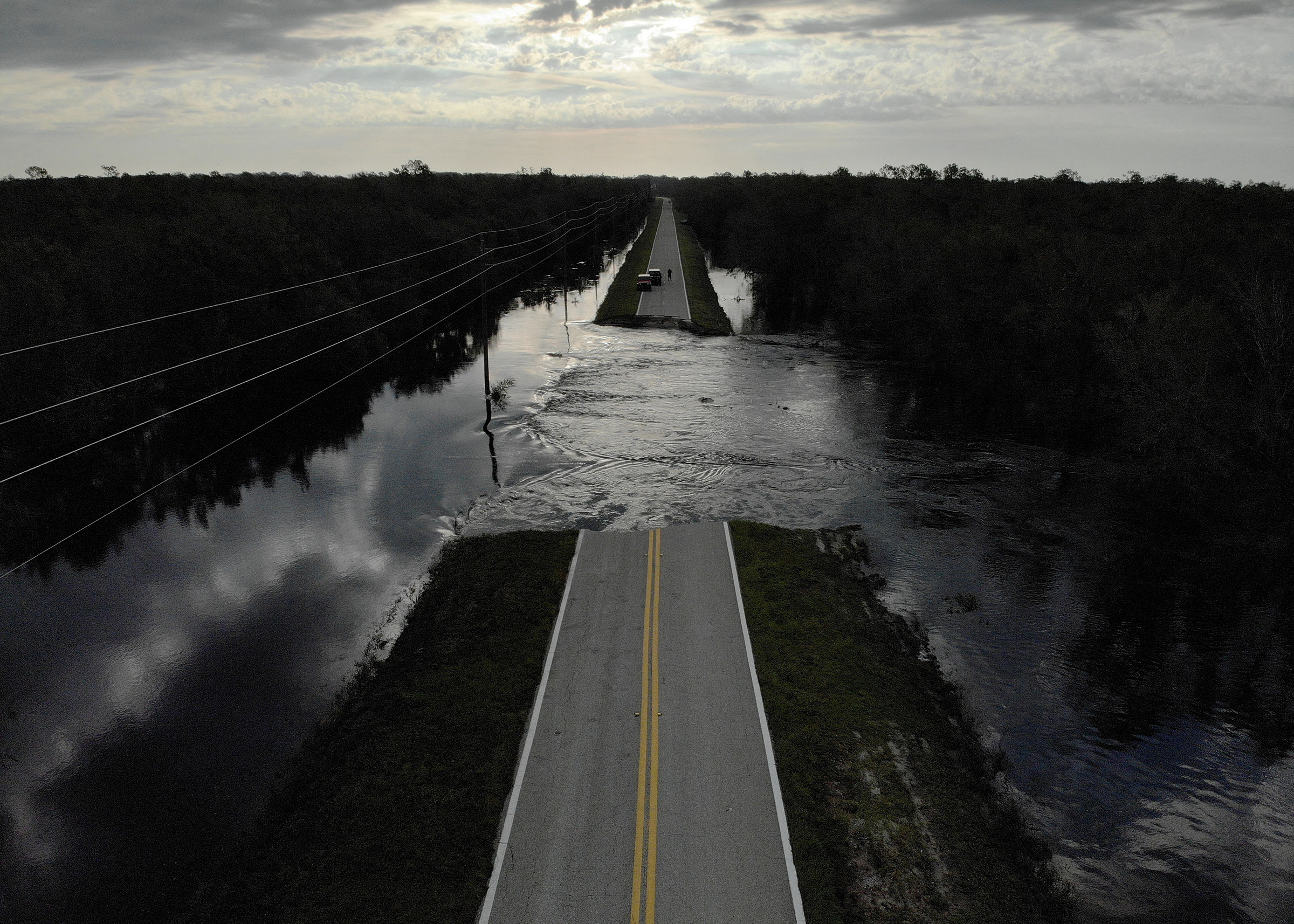 A destroyed road is seen after Hurricane Ian caused widespread destruction in Brownville, Florida, U.S., October 4, 2022. 