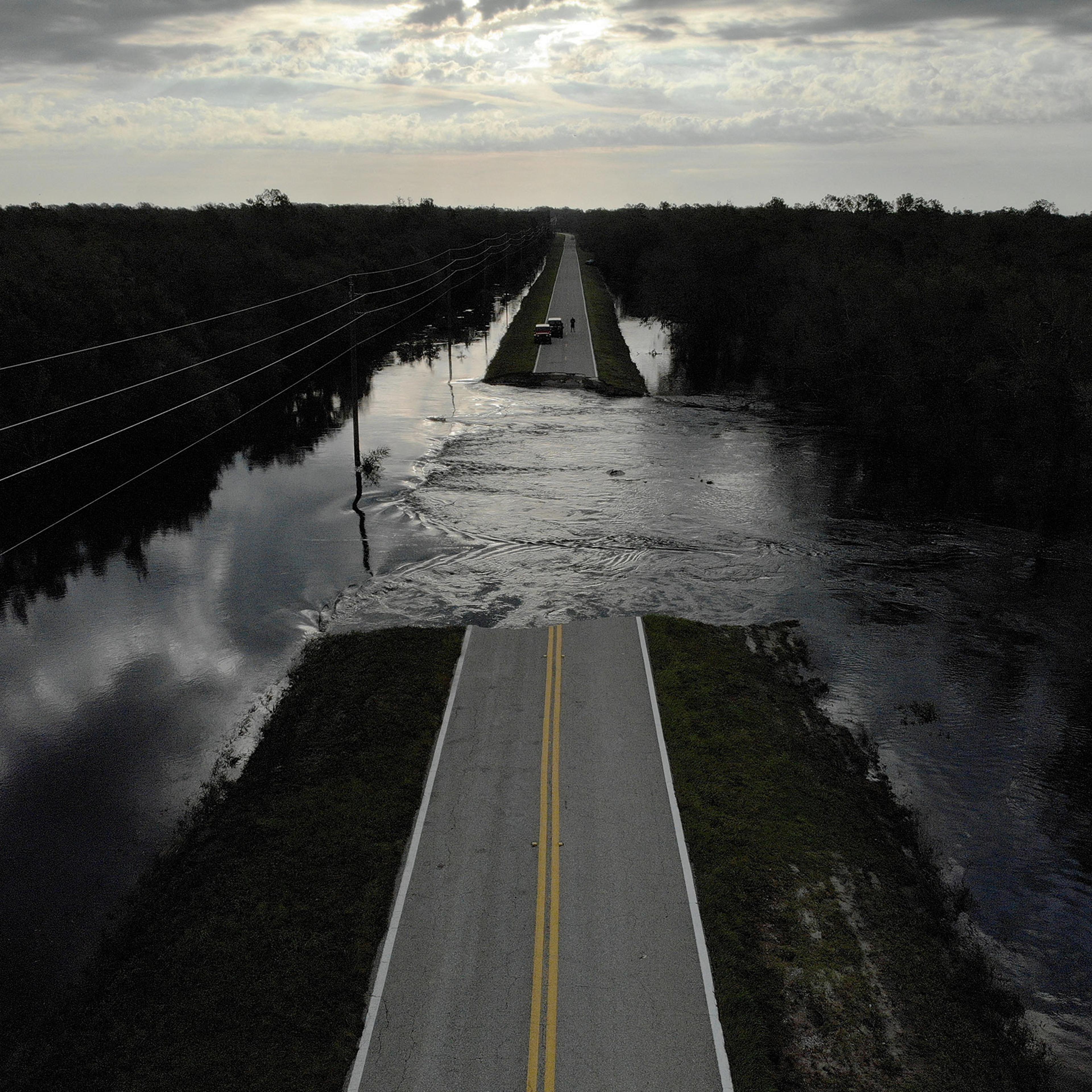 A destroyed road is seen after Hurricane Ian caused widespread destruction in Brownville, Florida, U.S., October 4, 2022.