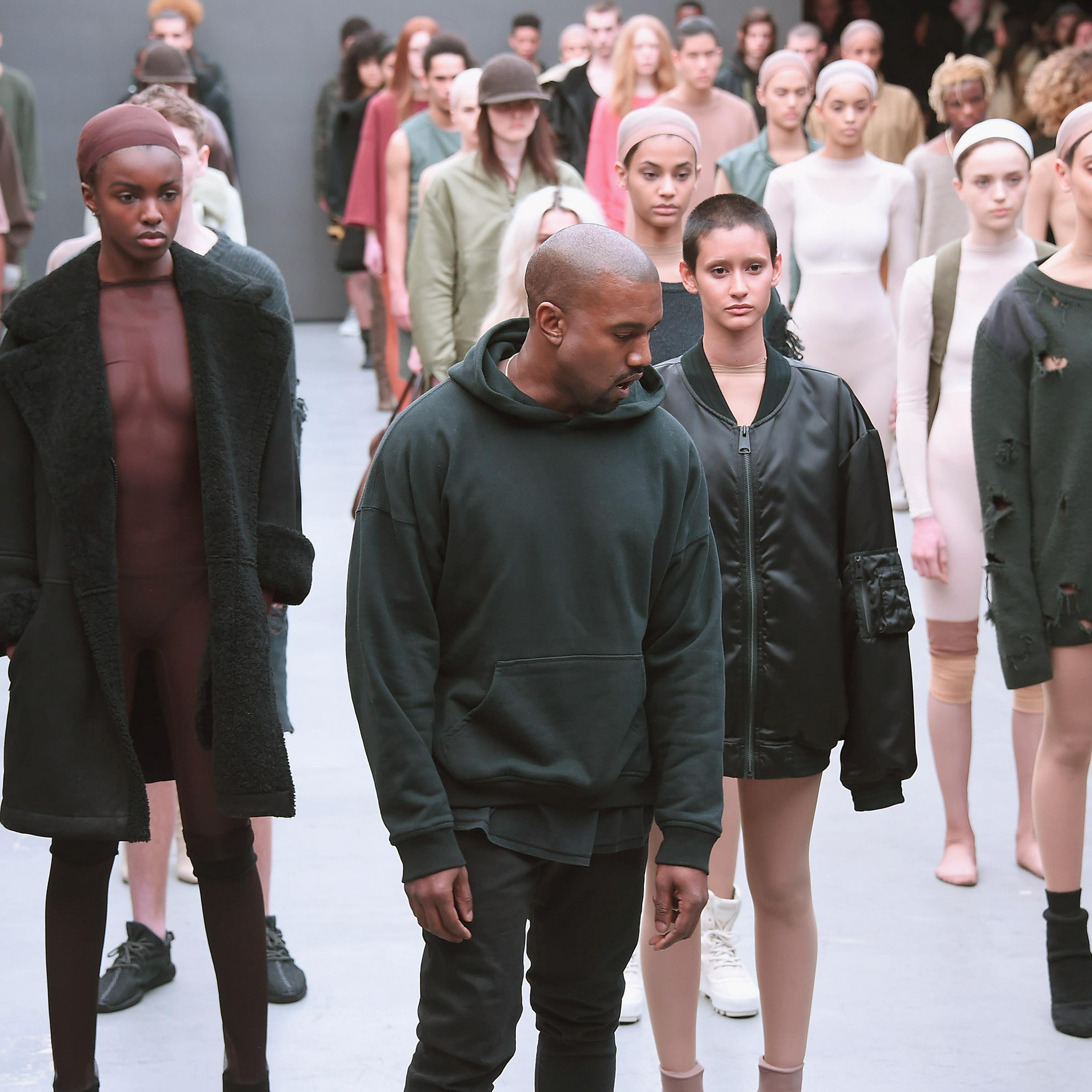 Kanye West attends the Adidas show during Mercedes-Benz Fashion Week Fall 2015 at Skylight Clarkson SQ. on Feb. 12, 2015 in New York City.