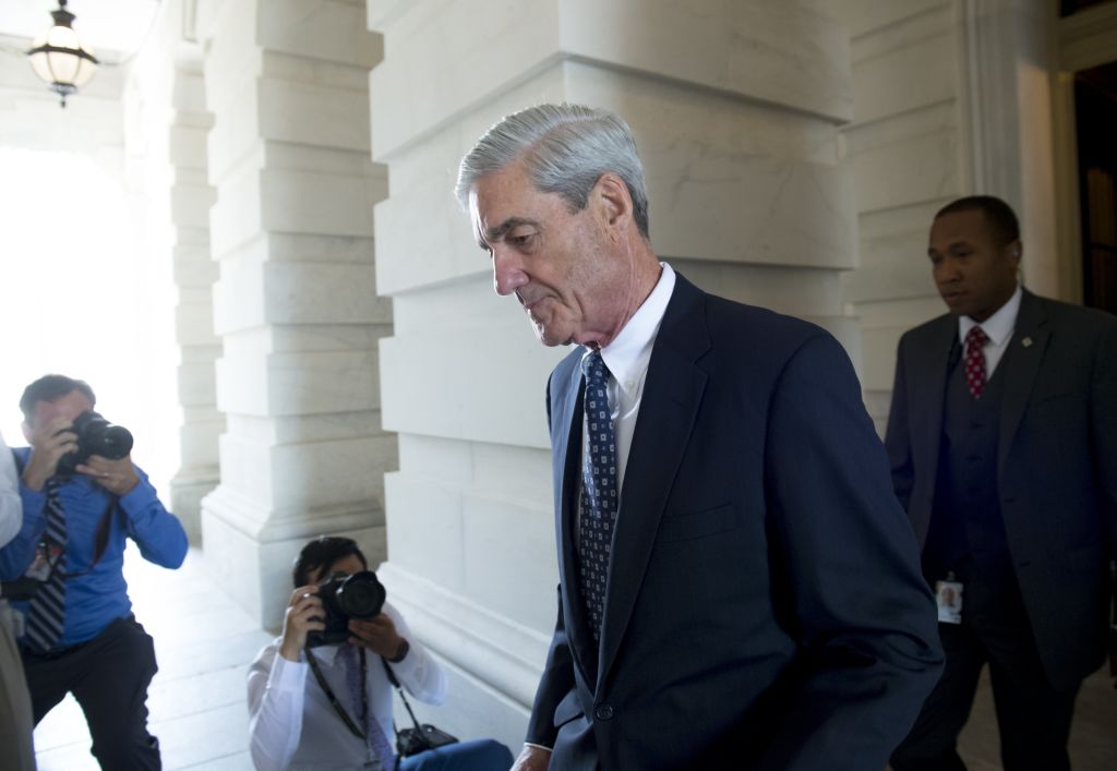 Former FBI Director Robert Mueller, special counsel on the Russian investigation, leaves following a meeting with members of the US Senate Judiciary Committee