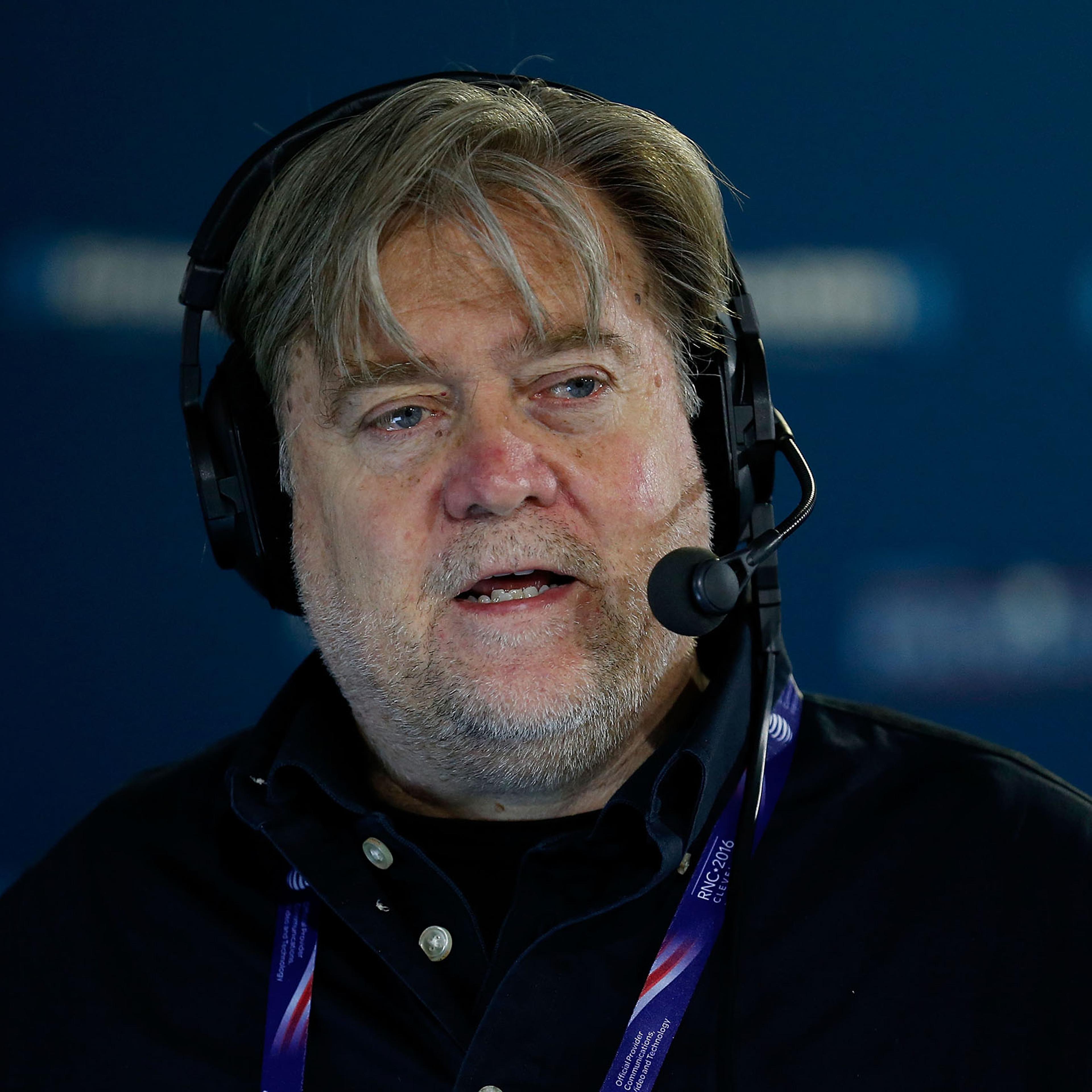 Stephen K. Bannon hosts Brietbart News Daily on SiriusXM Patriot at Quicken Loans Arena in Cleveland, Ohio, on July 20, 2016.