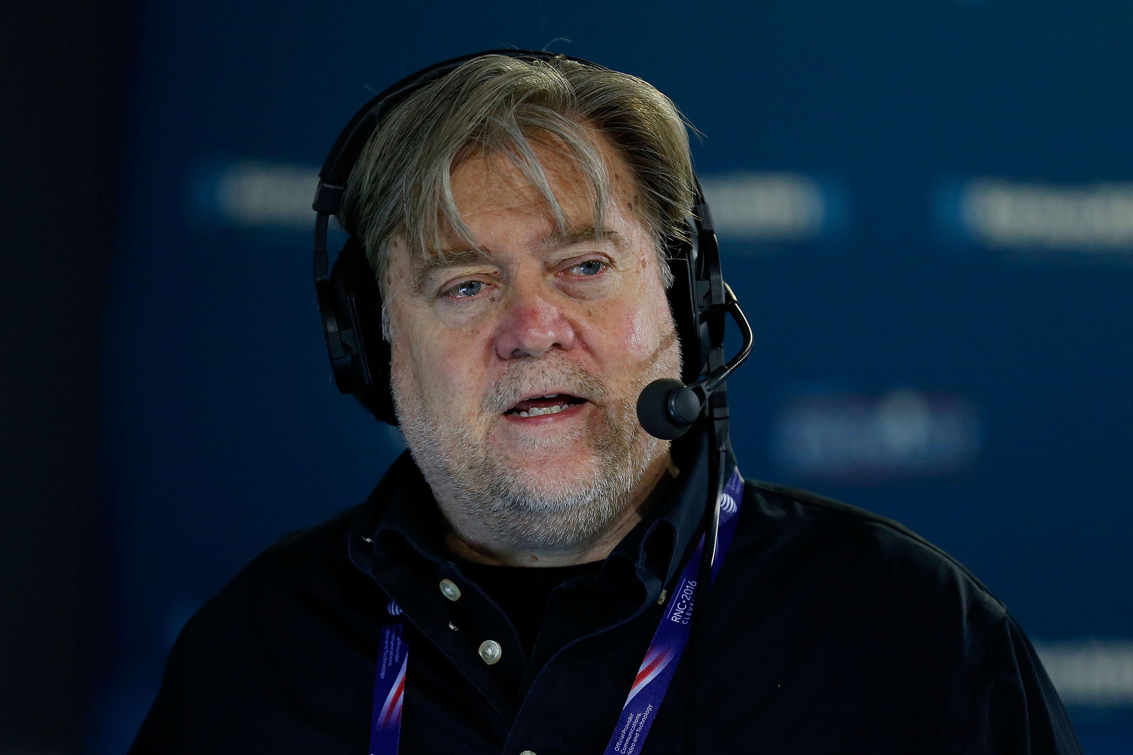 Stephen K. Bannon hosts Brietbart News Daily on SiriusXM Patriot at Quicken Loans Arena in Cleveland, Ohio, on July 20, 2016.