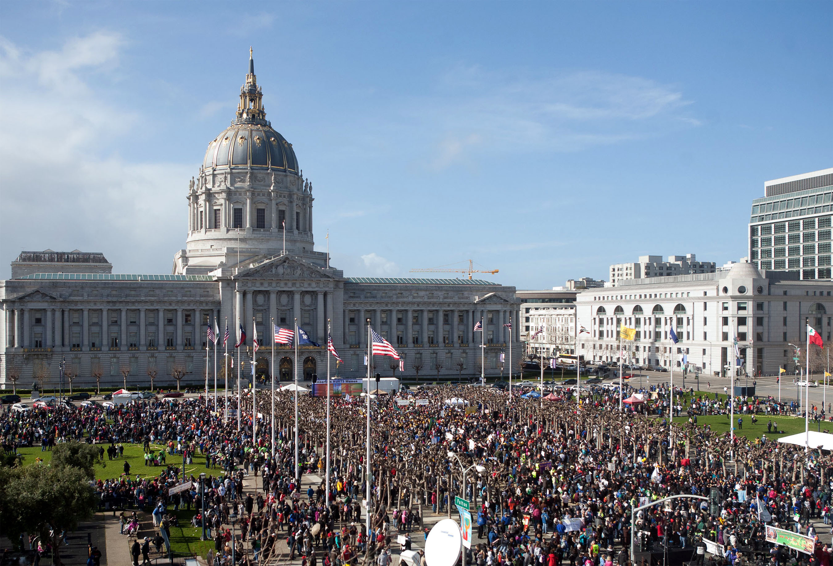 San Francisco's Civic Center Plaza, a site of many local gatherings and rallies, is among the locations in the city that have free Wi-Fi as of Wednesday, Oct. 1. 