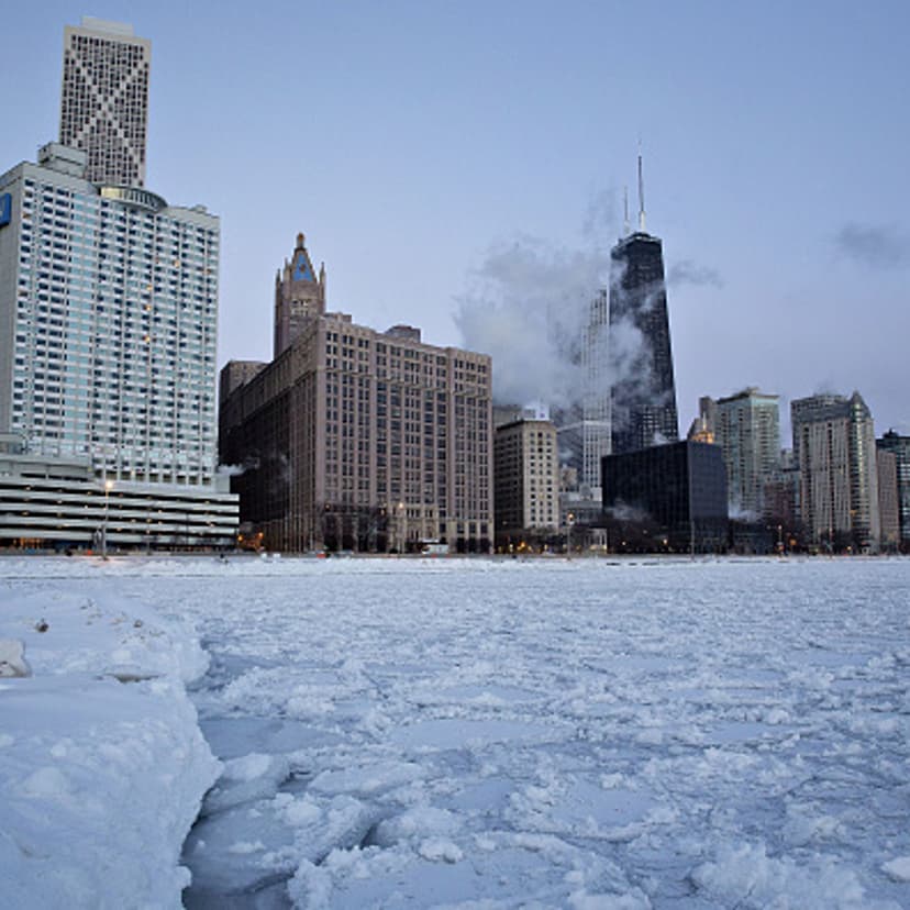Ice floats on Lake Michigan at dawn in Chicago, Illinois, U.S., on Wednesday, Jan. 30, 2019.