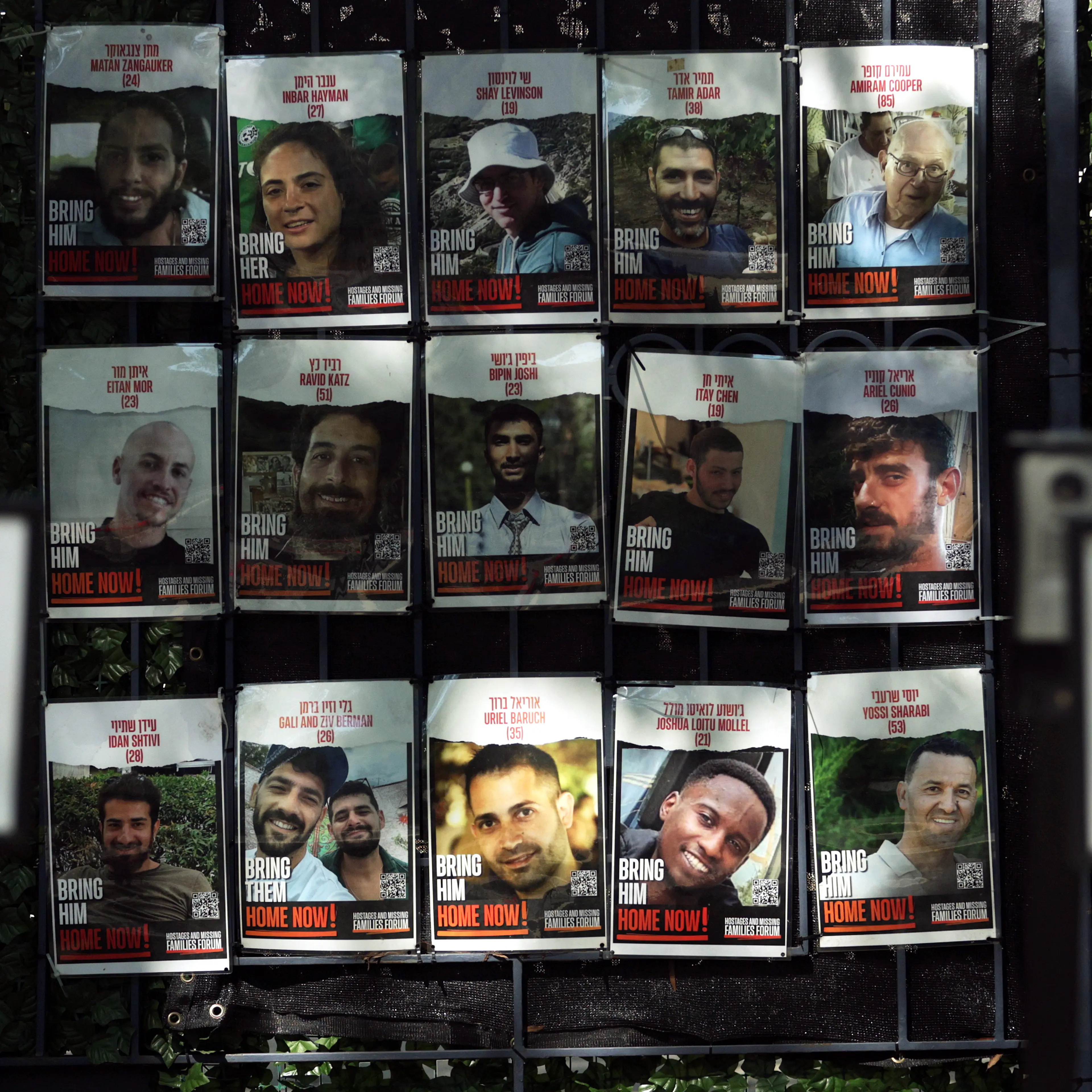 Posters Of Hostages Held By Hamas At Israeli Embassy In Washington DC