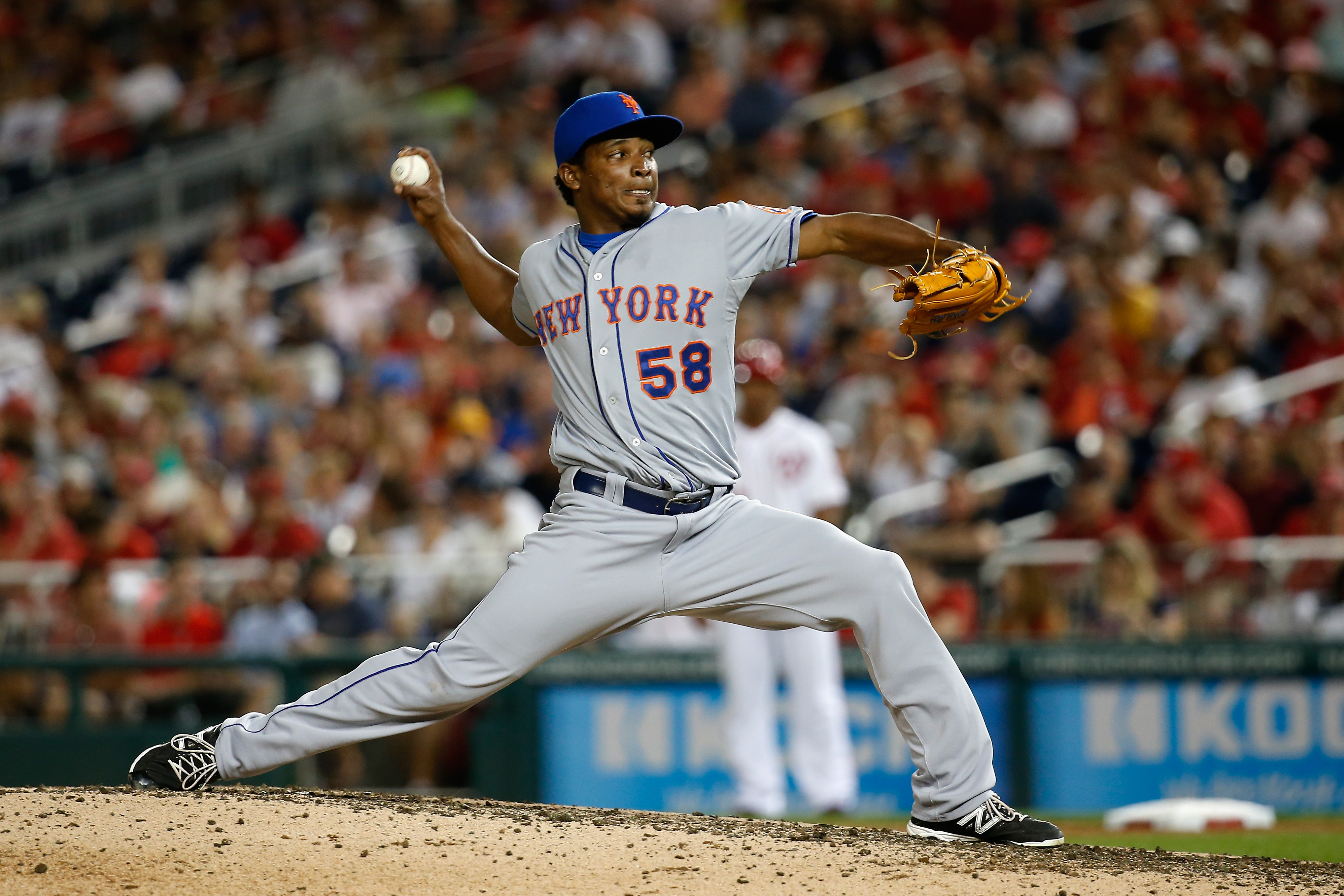 Jenrry Mejia at Nationals Park on July 21, 2015 in Washington, DC.