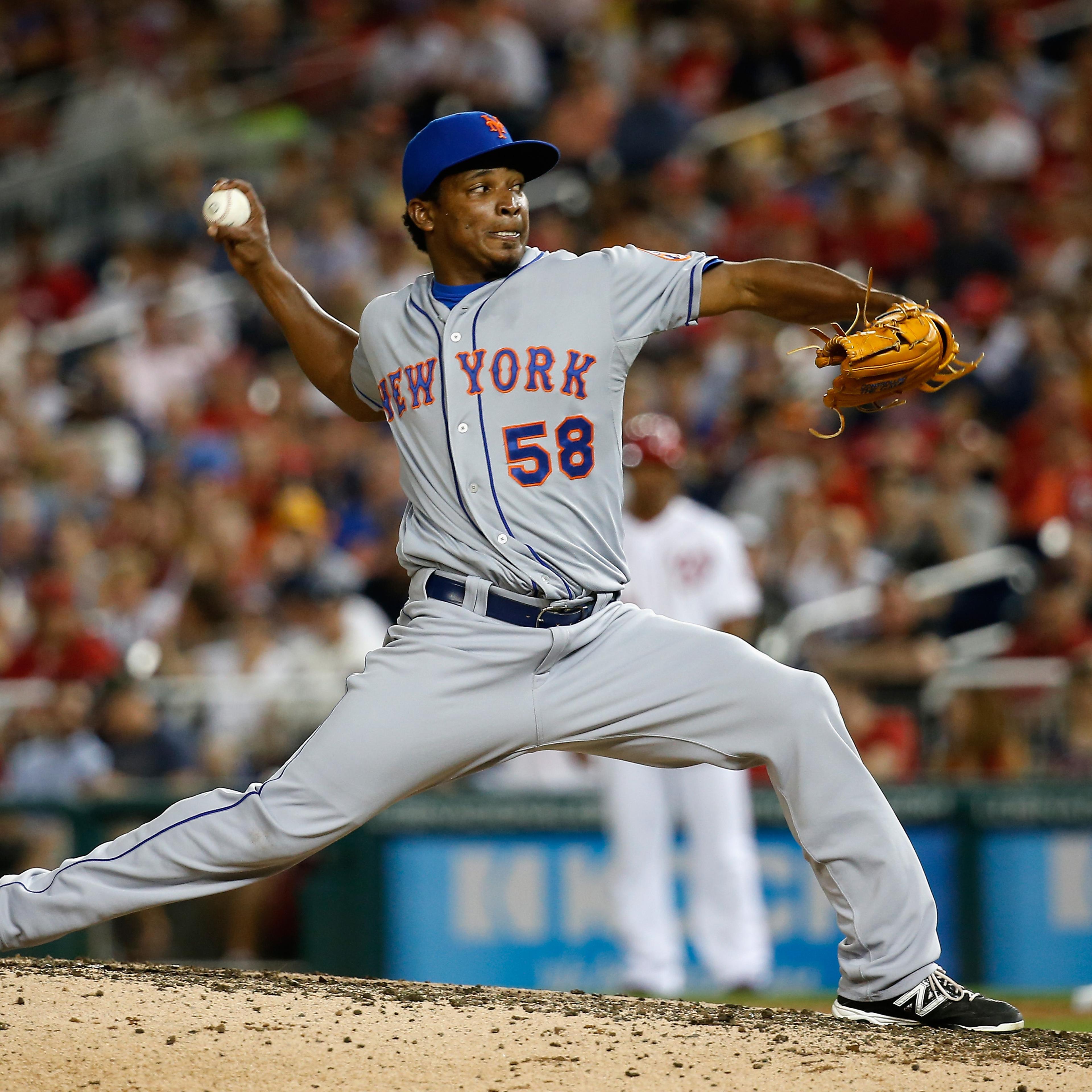 Jenrry Mejia at Nationals Park on July 21, 2015 in Washington, DC.