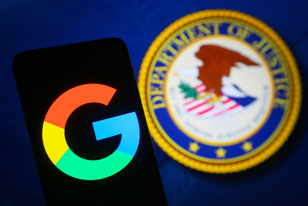In this photo illustration, Google logo is seen on a