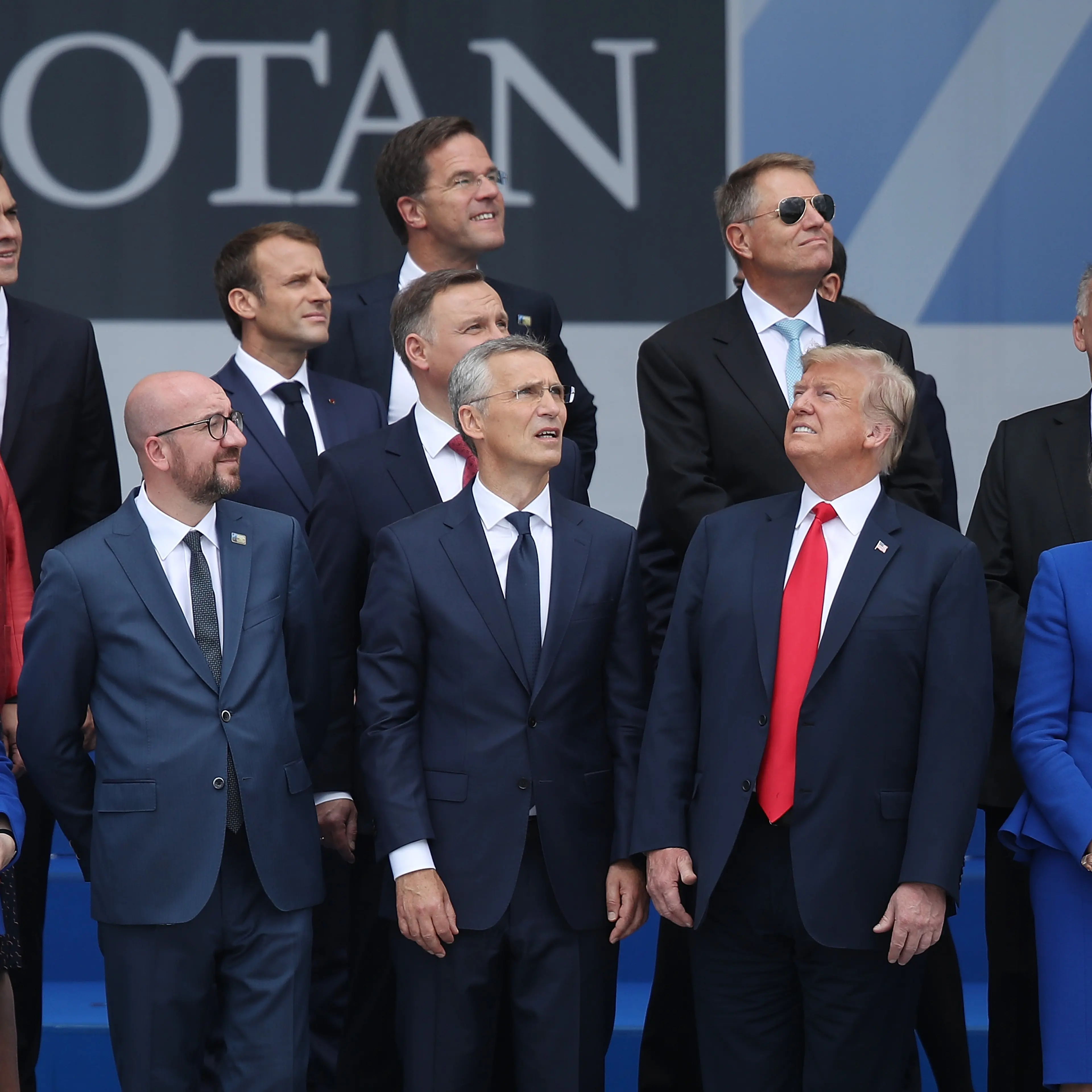 World leaders at the opening ceremony at NATO headquarters