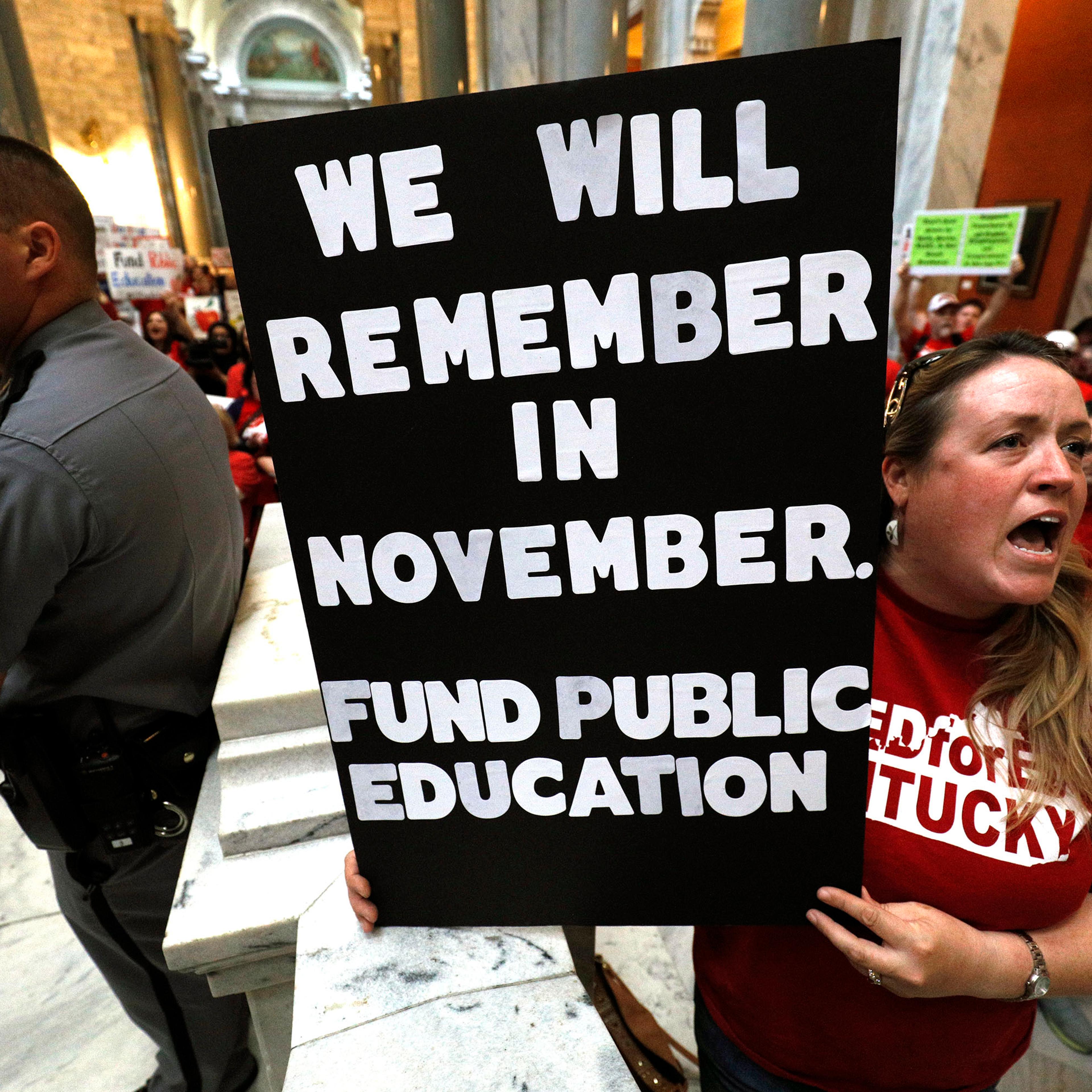 Kentucky Teachers March On State Capitol After Governor Signs Controversial Pension Reform Bill