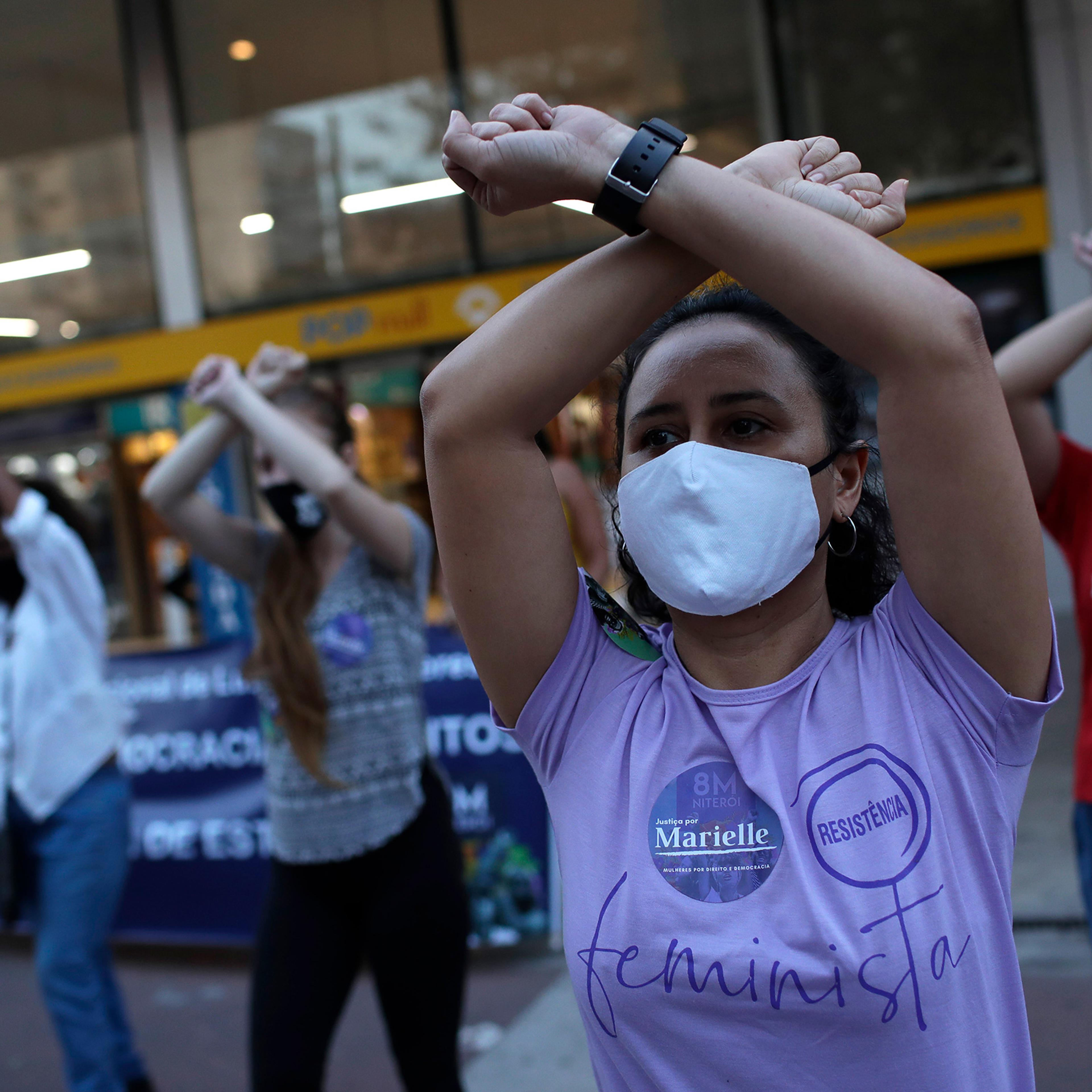 Women demonstration against rape, gender-based violence, and domestic abuse in Niteroi, Brazil, Sept.2, 2020.