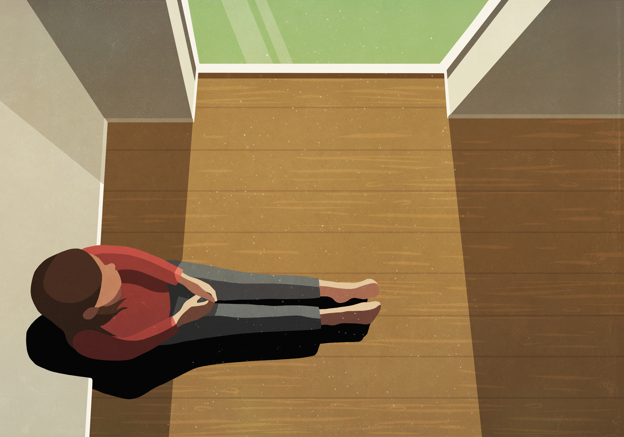 Lonely woman sitting in sunny window