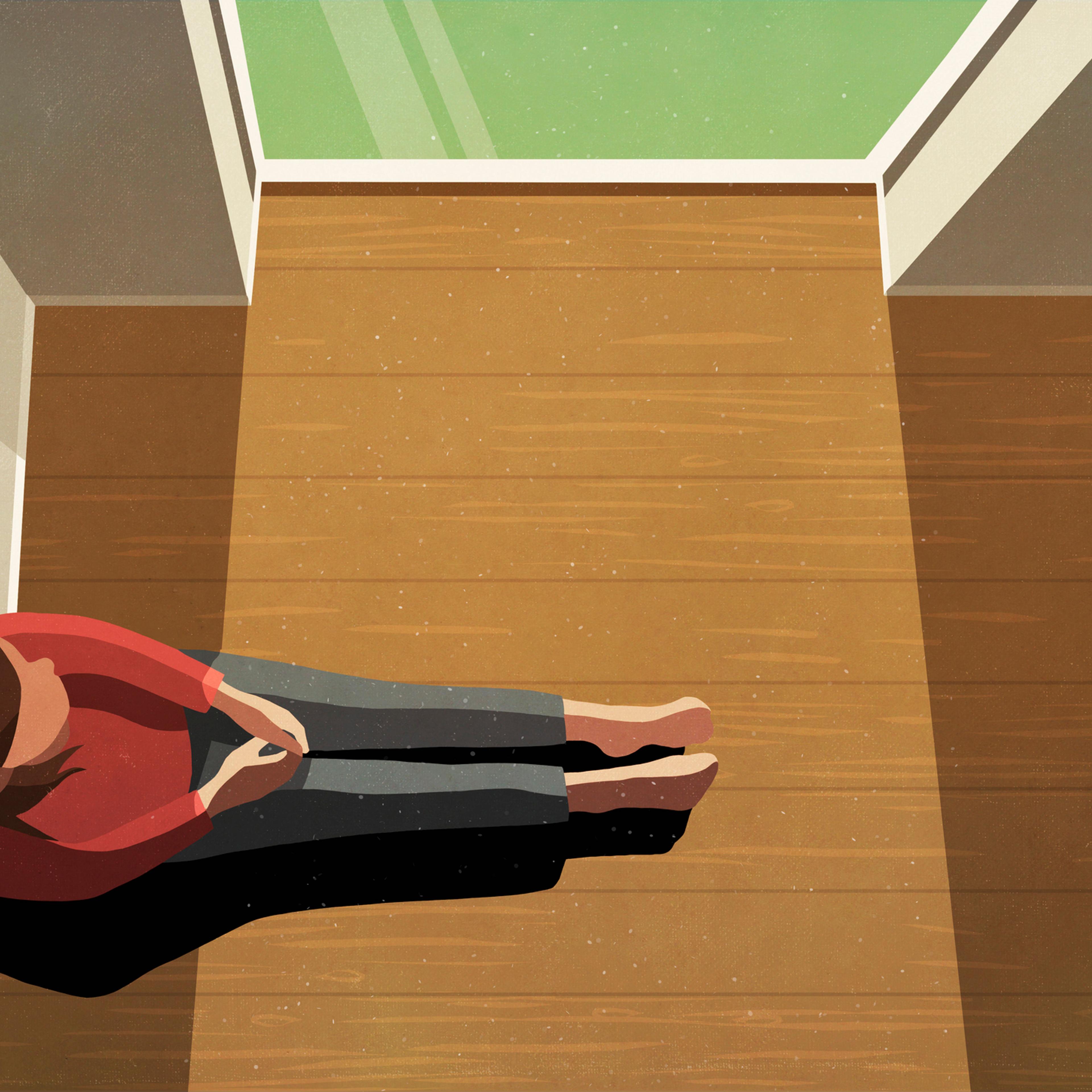 Lonely woman sitting in sunny window
