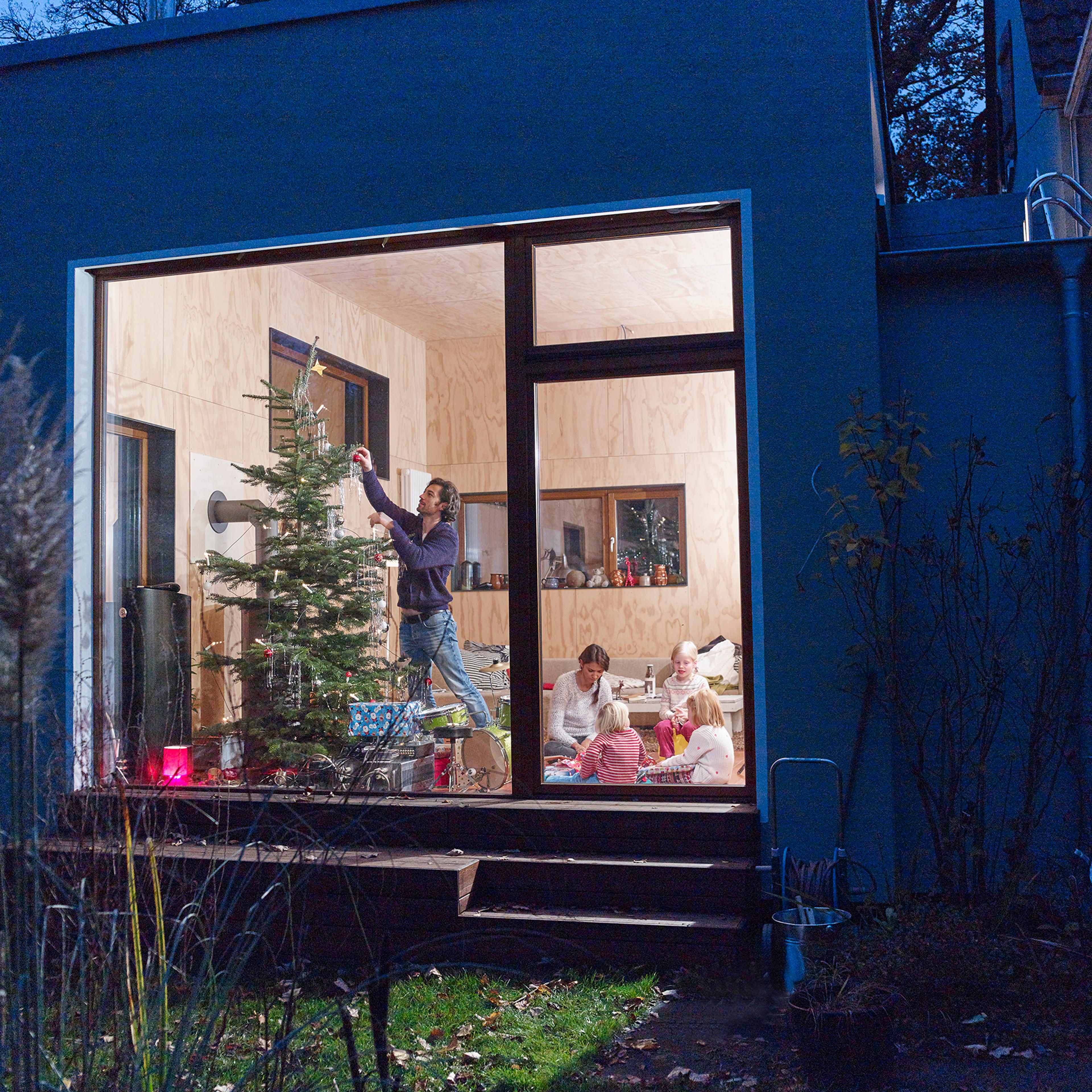 Family celebrating Christmas at home