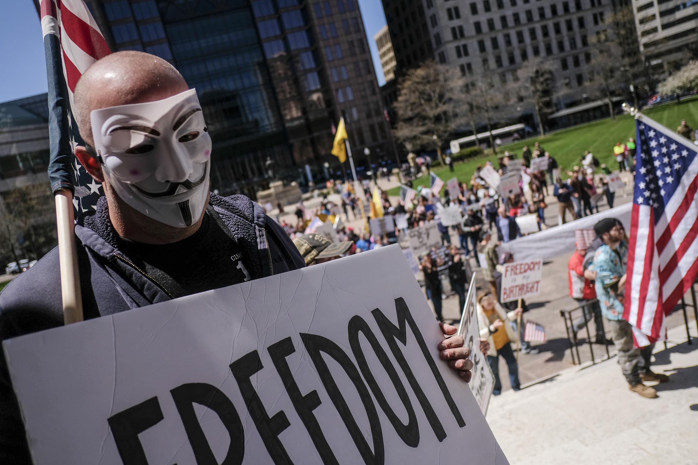 Ohioans Protest The Government's Economic Shutdown At Statehouse