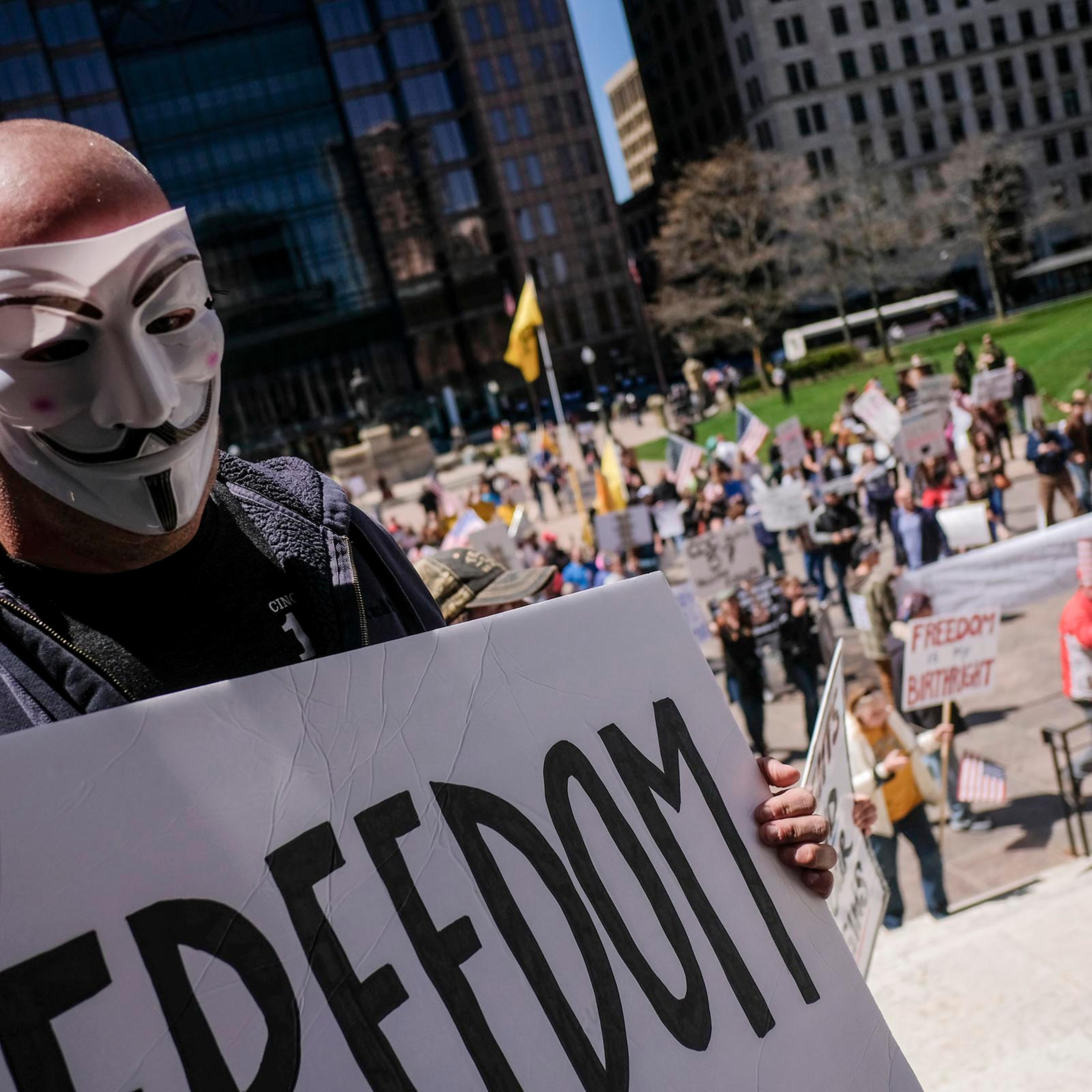 Ohioans Protest The Government's Economic Shutdown At Statehouse