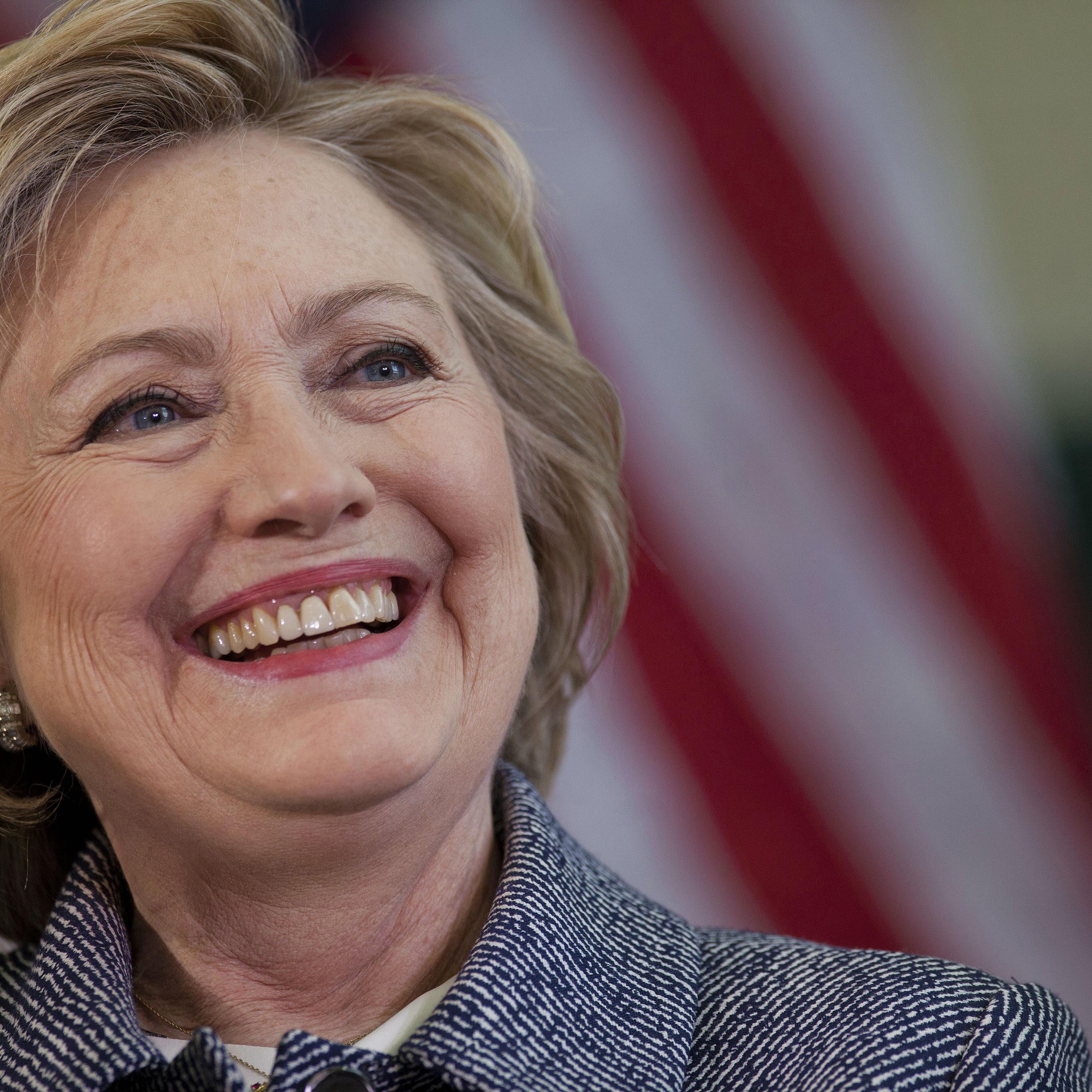 Hillary Clinton, former Secretary of State and 2016 Democratic presidential candidate, smiles while speaking during a campaign event in Hartford, Conn., on April 21, 2016.