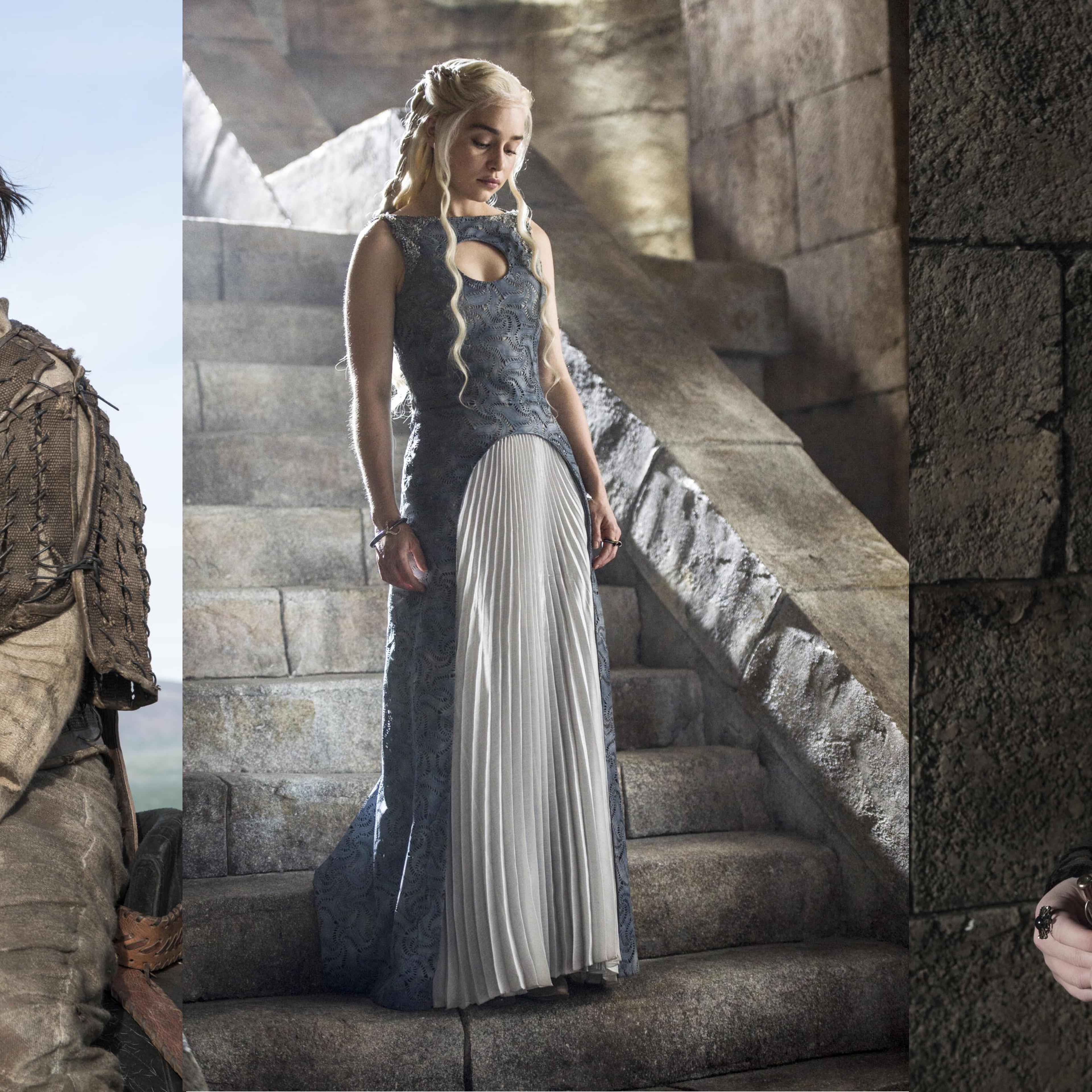 (L-R) Maisie Williams, Emilia Clarke and Sophia Turner in Game of Thrones