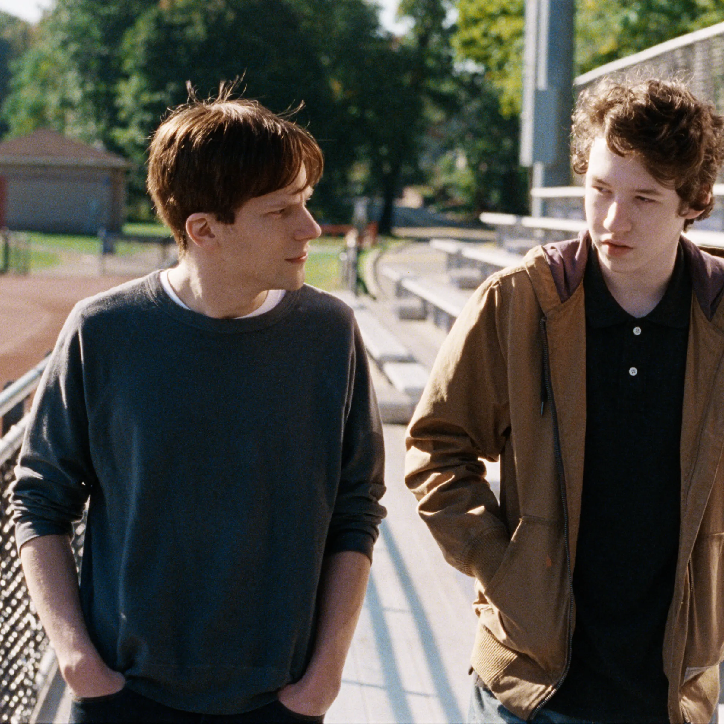 Jesse Eisenberg, left, and Devin Druid, right, in a scene from Louder Than Bombs.