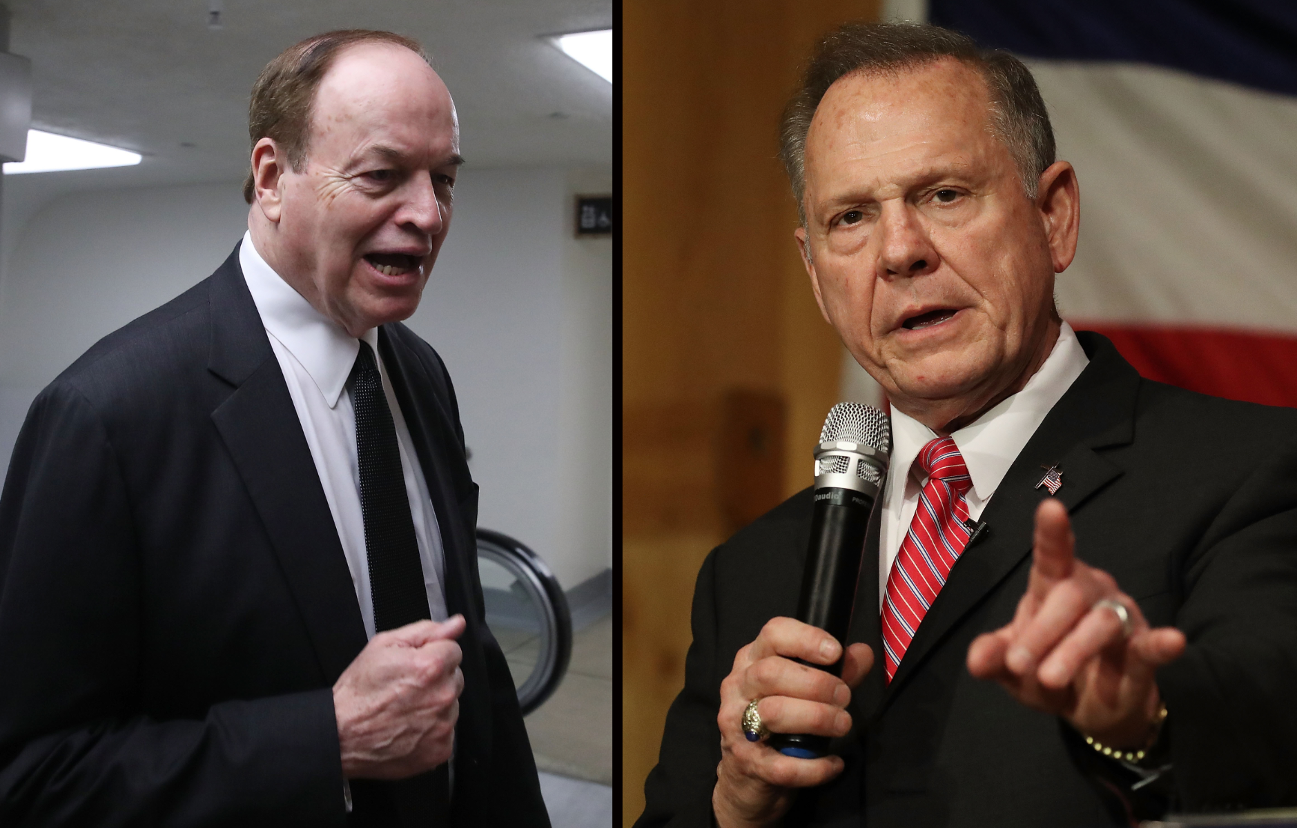 Alabama Sen. Richard Shelby (L) and Alabama Senate candidate Roy Moore