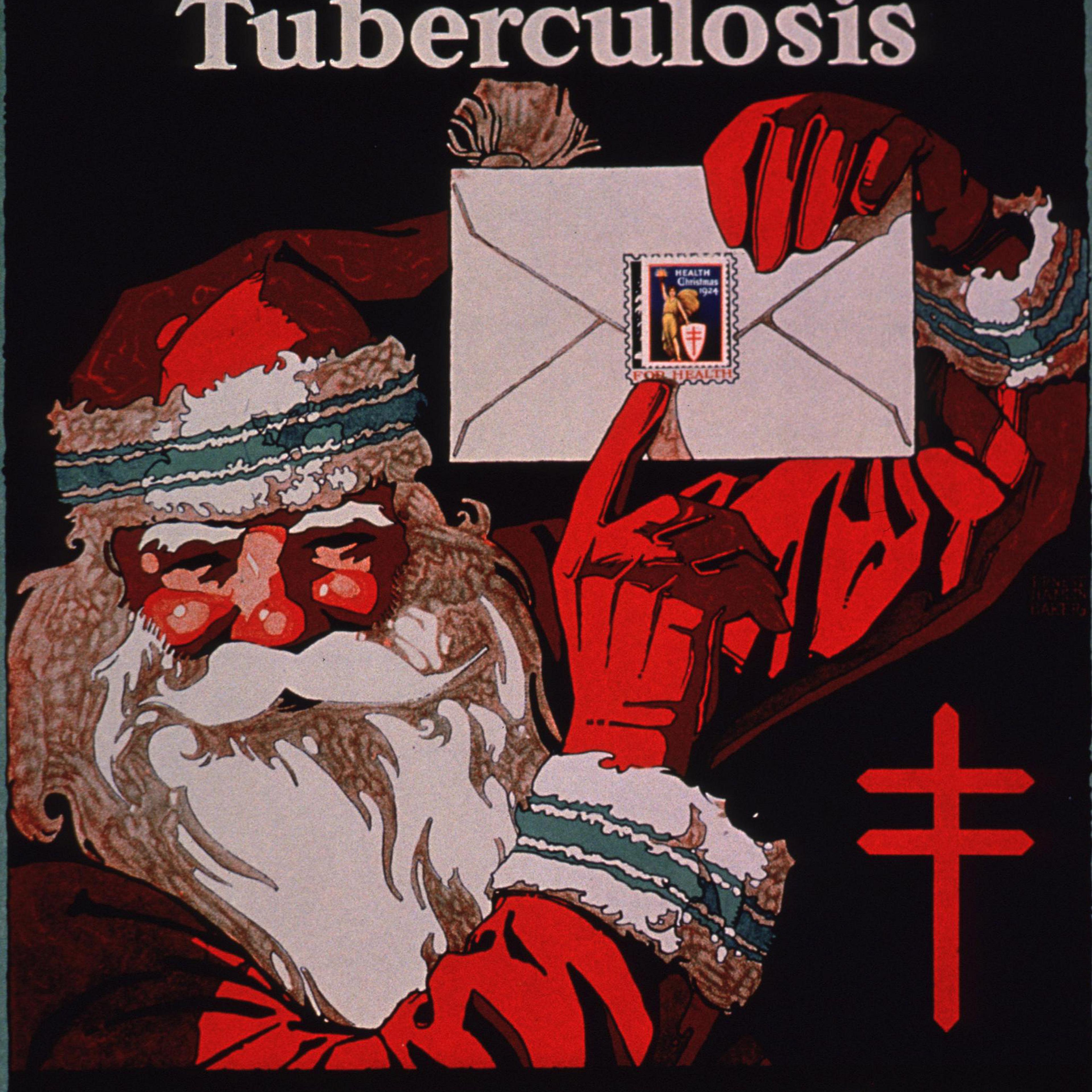 A 1924 National Tuberculosis Association poster of Santa Claus encouraging people to buy Christmas seals.