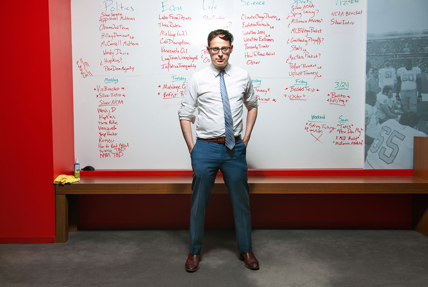 Nate Silver at the New York City headquarters of ESPN’s FiveThirtyEight blog on Feb 26, 2014.