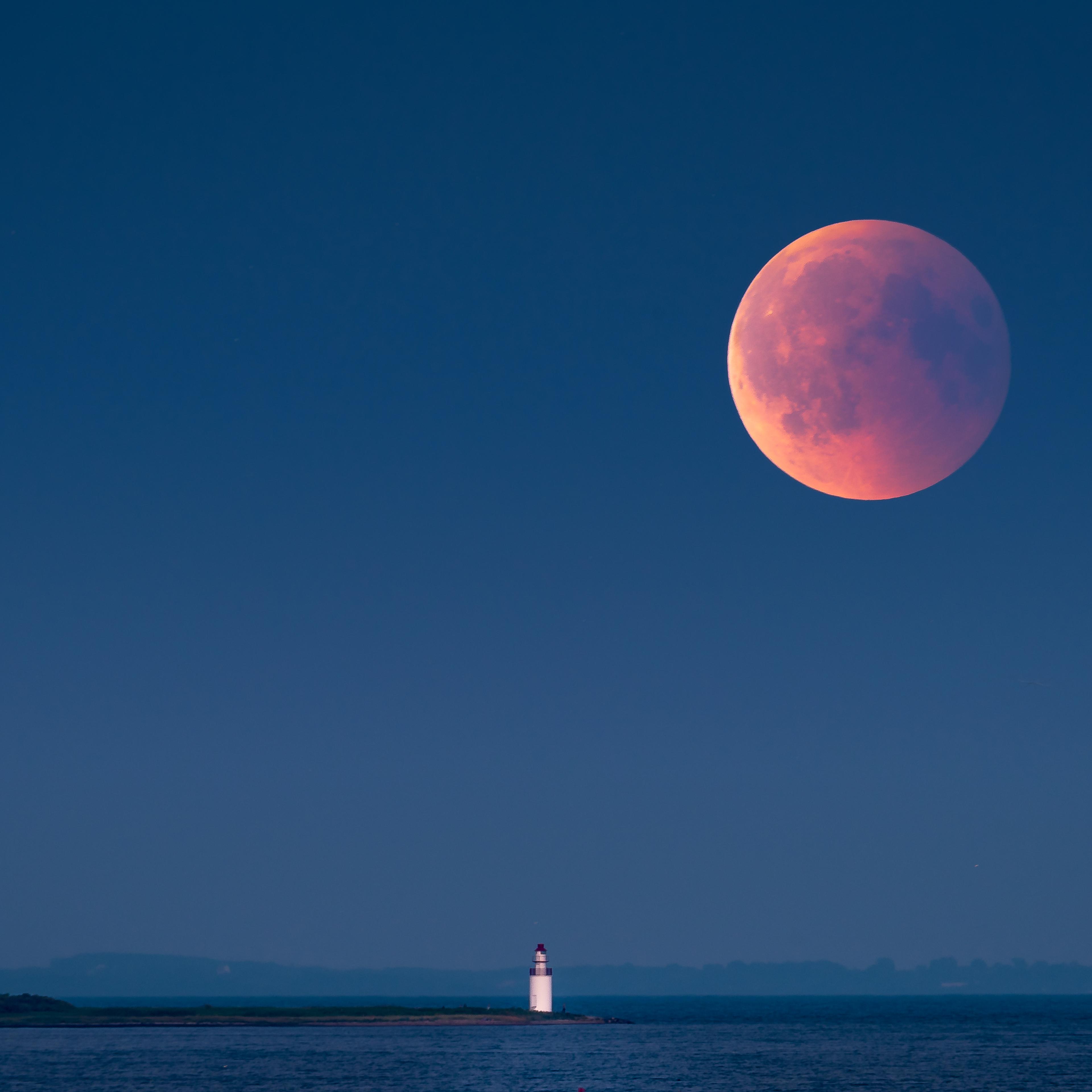 Large red moon rising