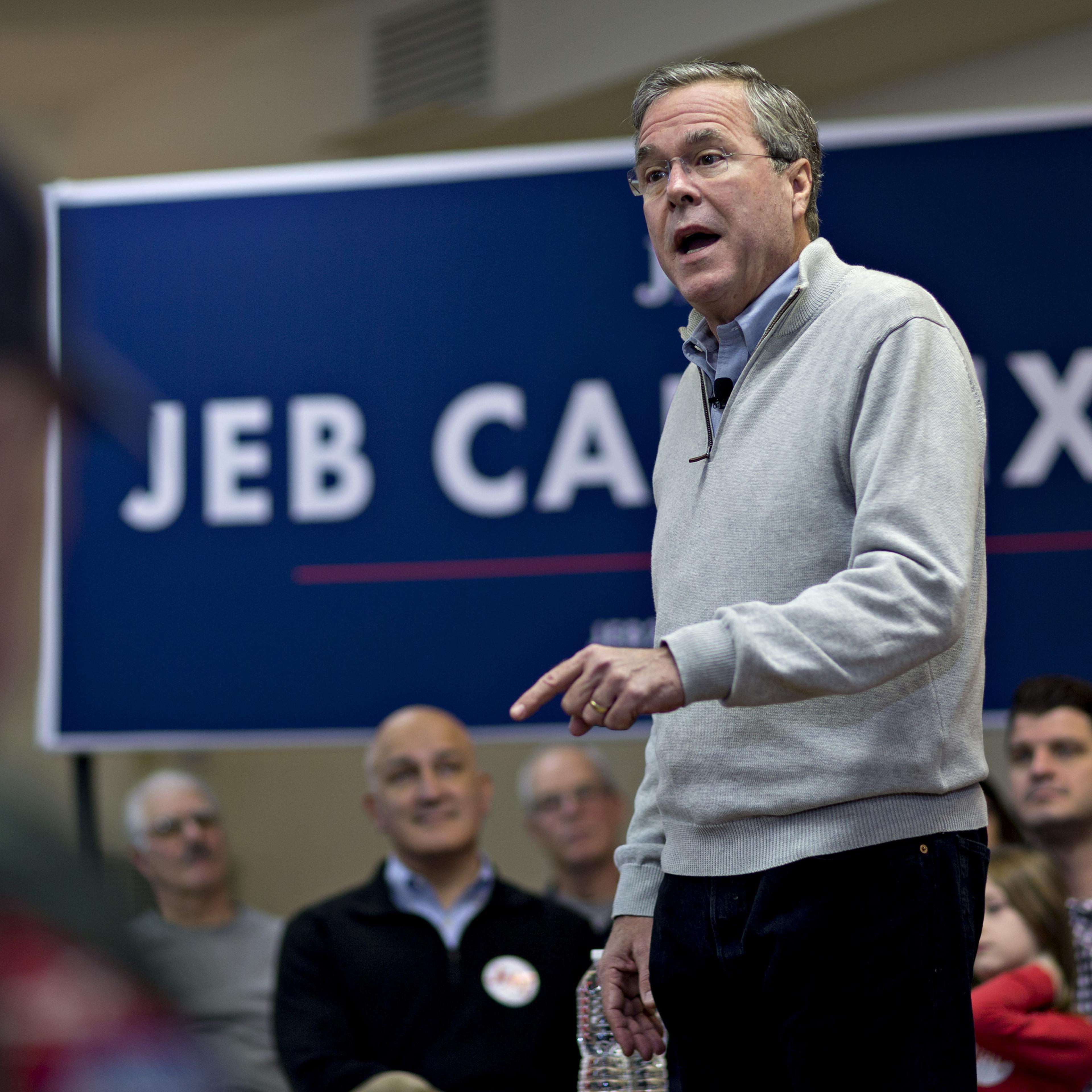 Jeb Bush Holds Town Hall At New Hampshire American Legion