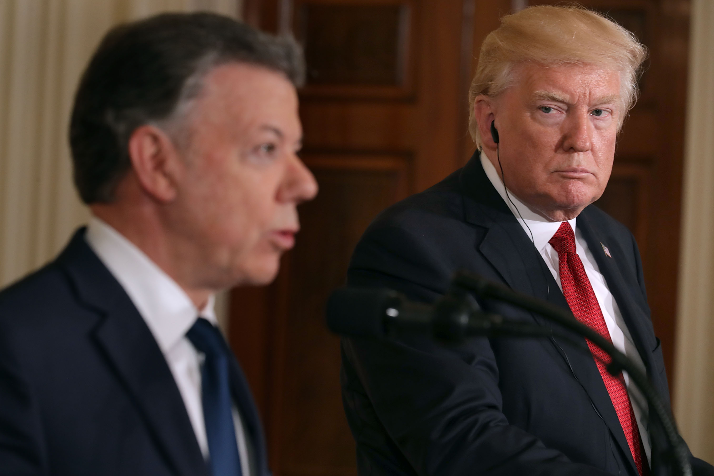 Donald Trump Holds Joint Press Conference With Colombian President Santos