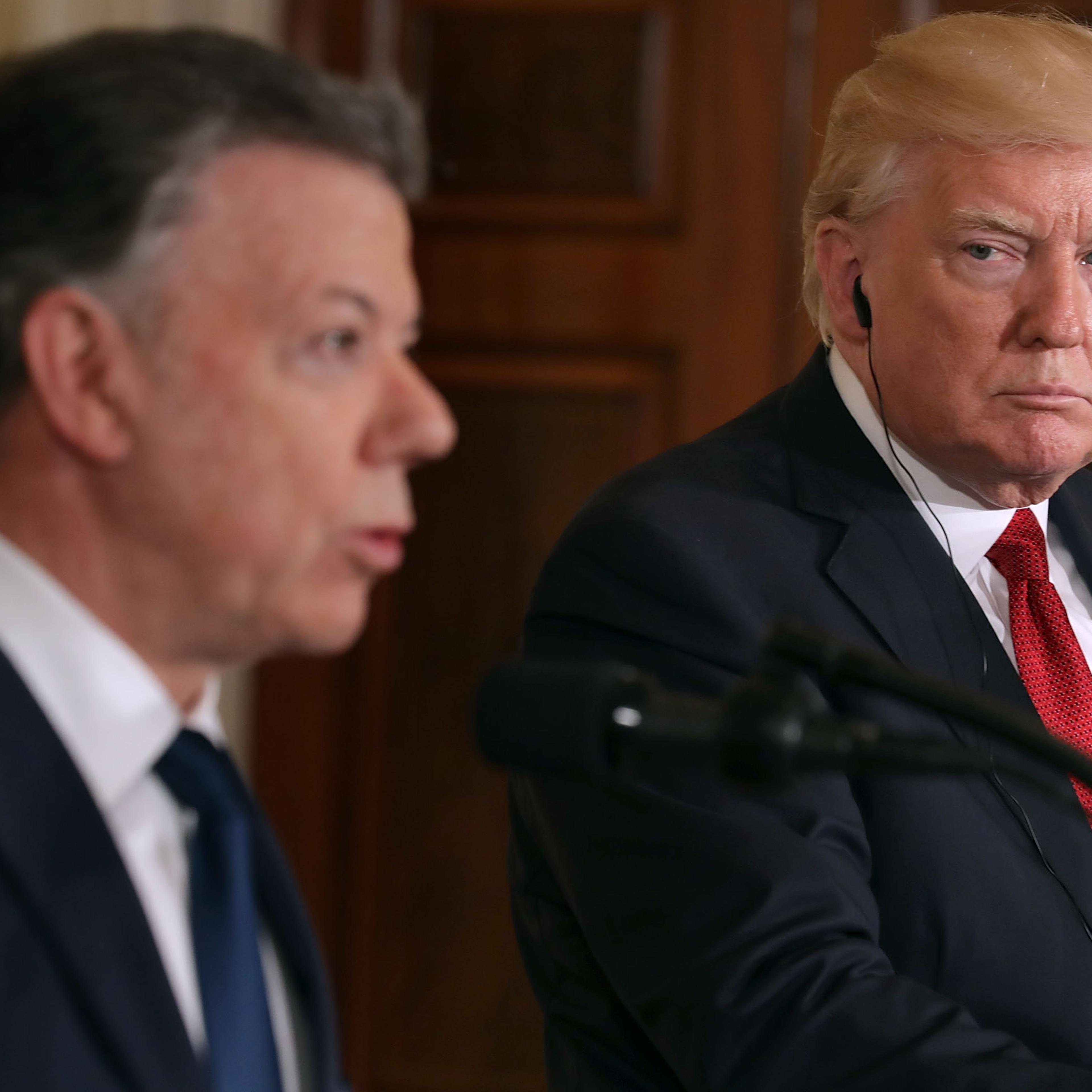 Donald Trump Holds Joint Press Conference With Colombian President Santos