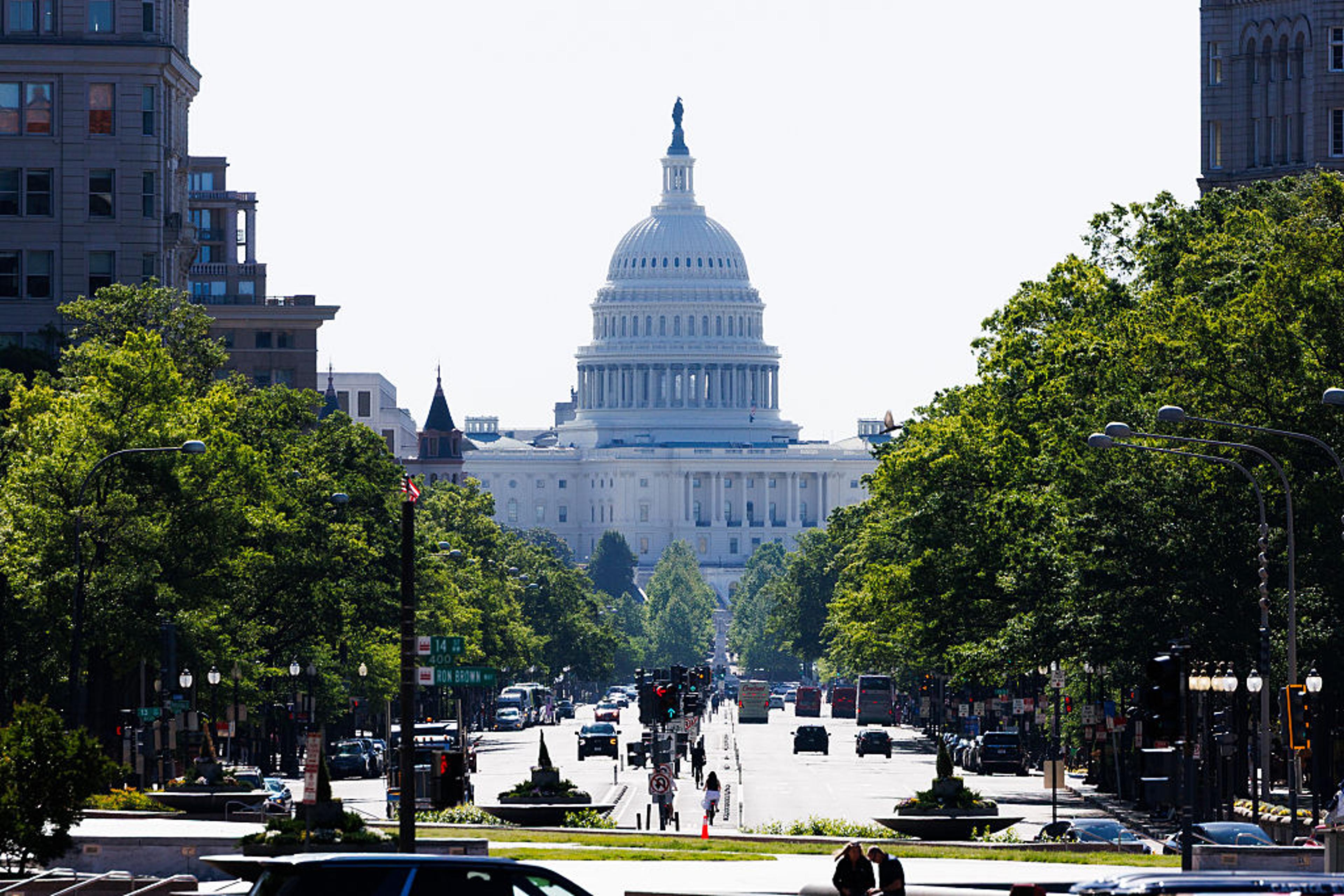 The U.S. Capitol Building viewed from Pennsylvania Avenue