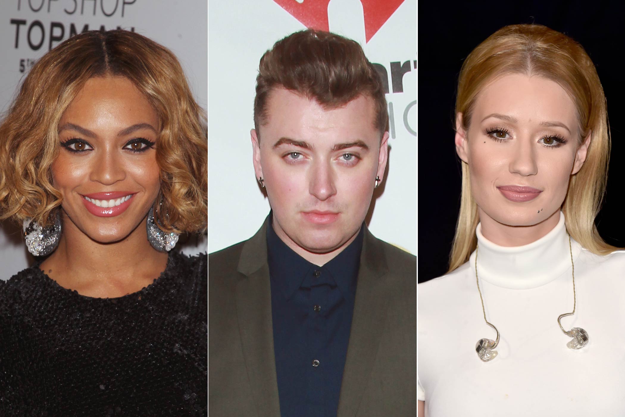 From left: Beyoncé, Sam Smith, Iggy Azalea