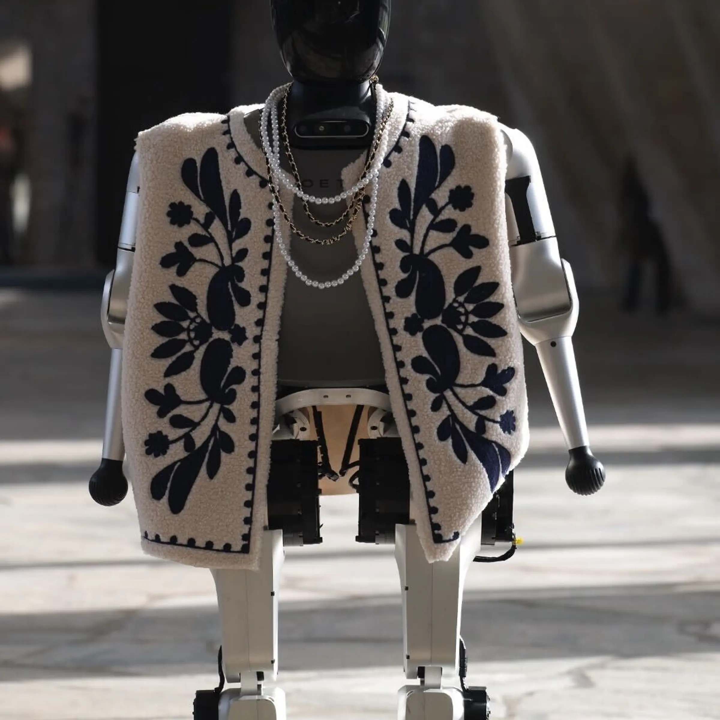 Noetix’s N2 robot walks down the catwalk at the UNESCO venue in Paris on Oct. 8, 2025.