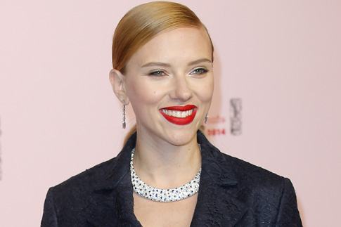 Scarlett Johansson arrives at the 39th French Cesar Awards Ceremony, in Paris, on Feb. 28, 2014.