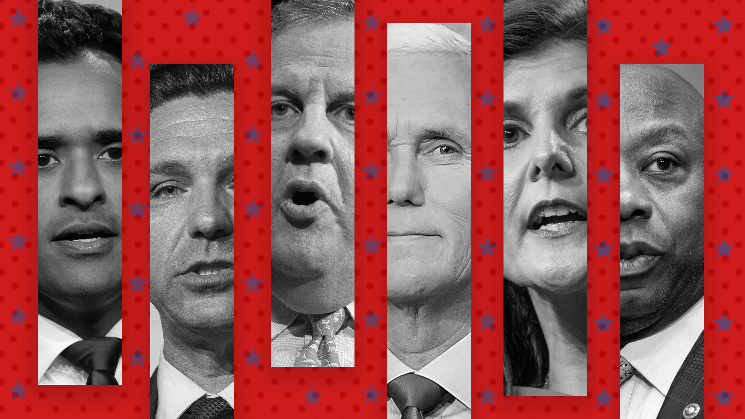 Ramaswamy DeSantis Christie Pence Haley Scott